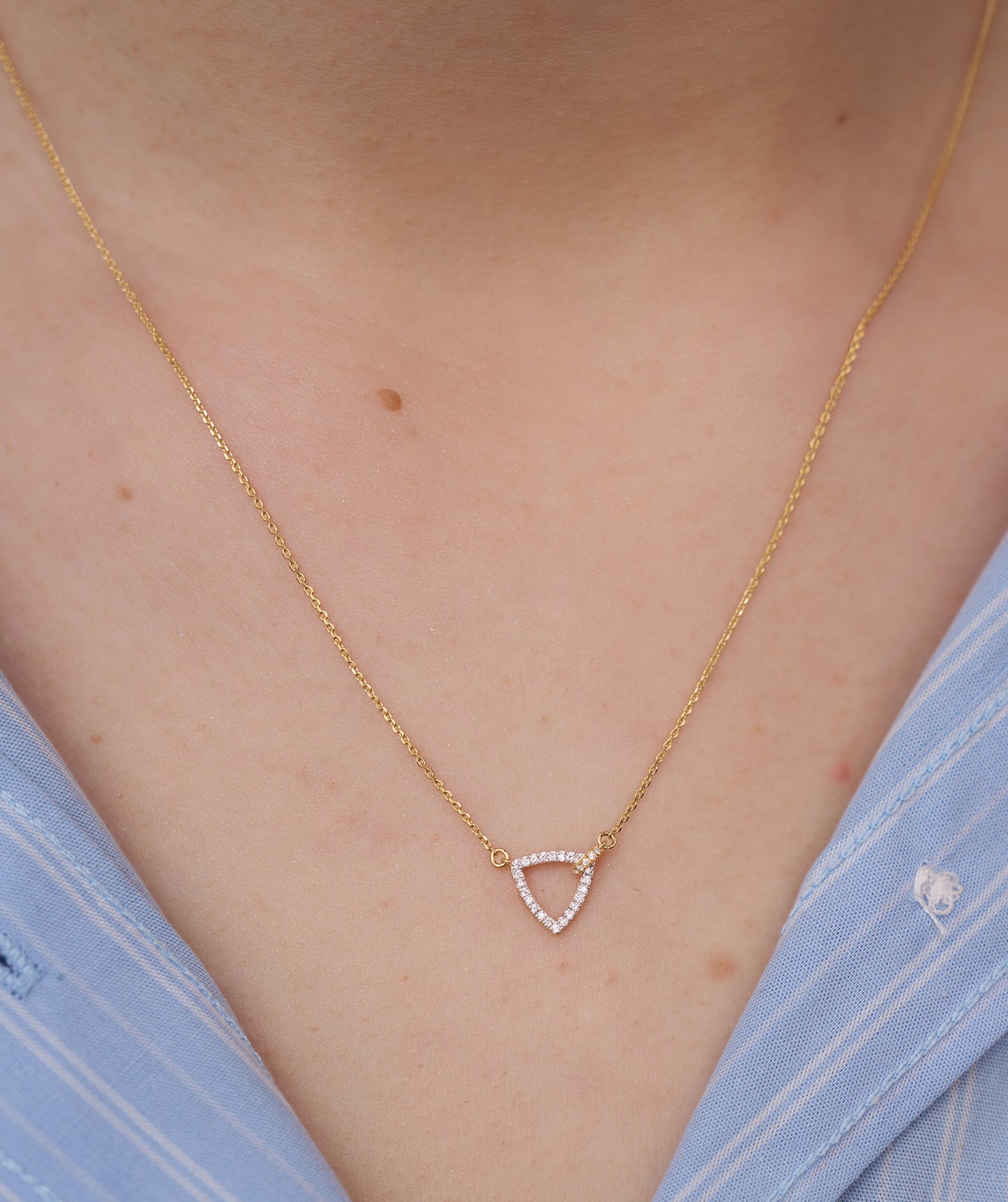 14K Gold Geometric Diamond Pendant