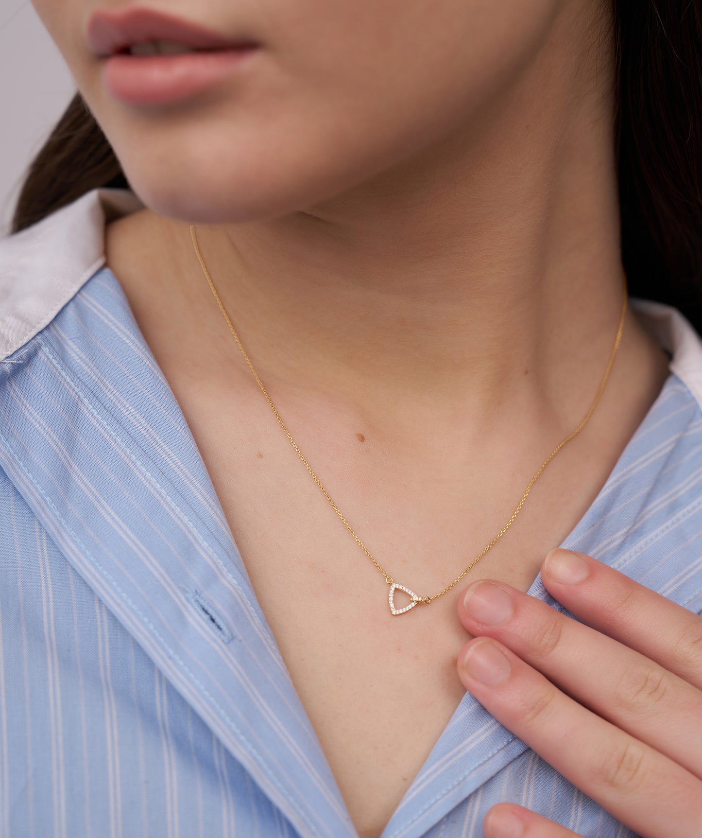 14K Gold Geometric Diamond Pendant