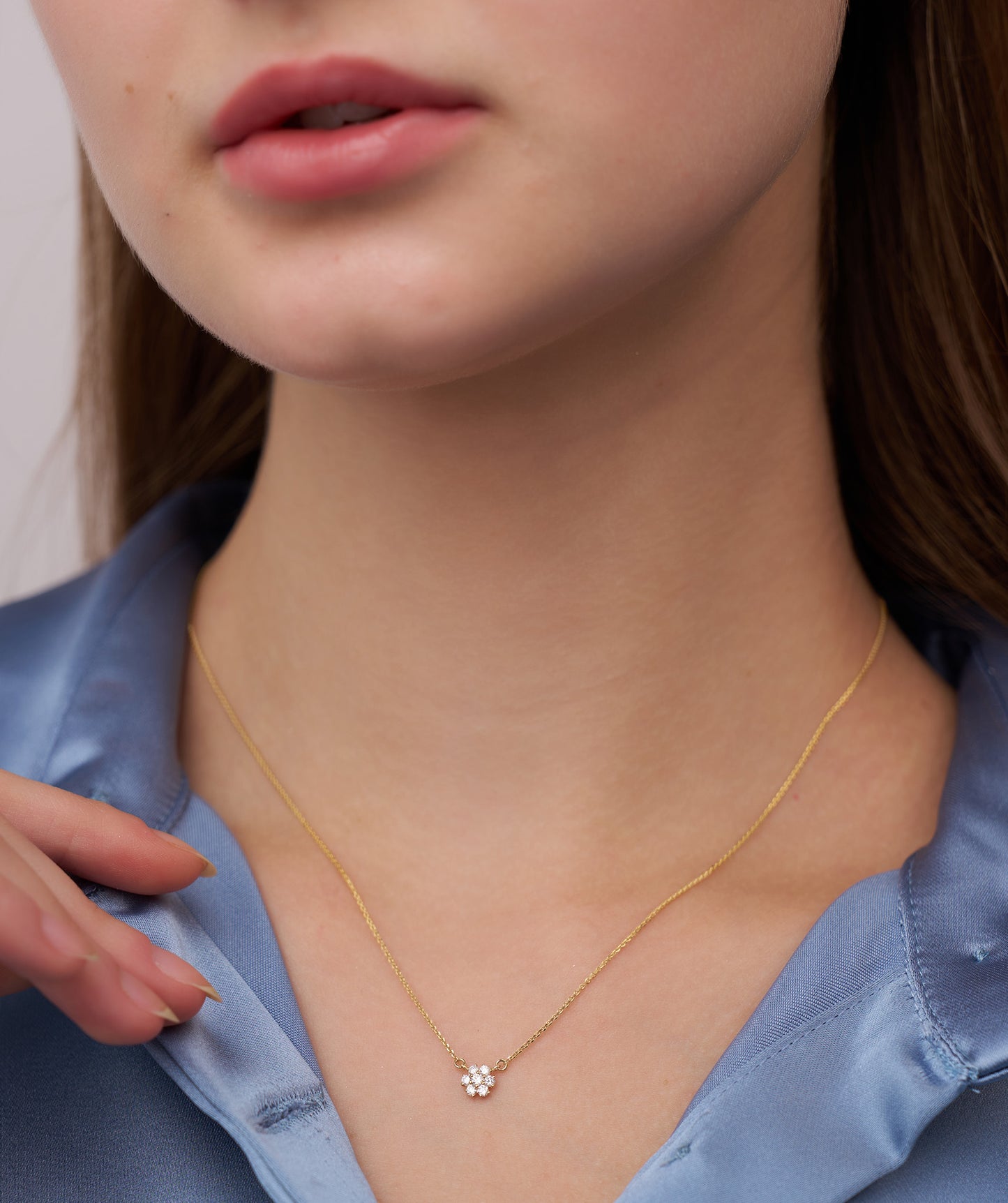 Floral Diamond Cluster Necklace