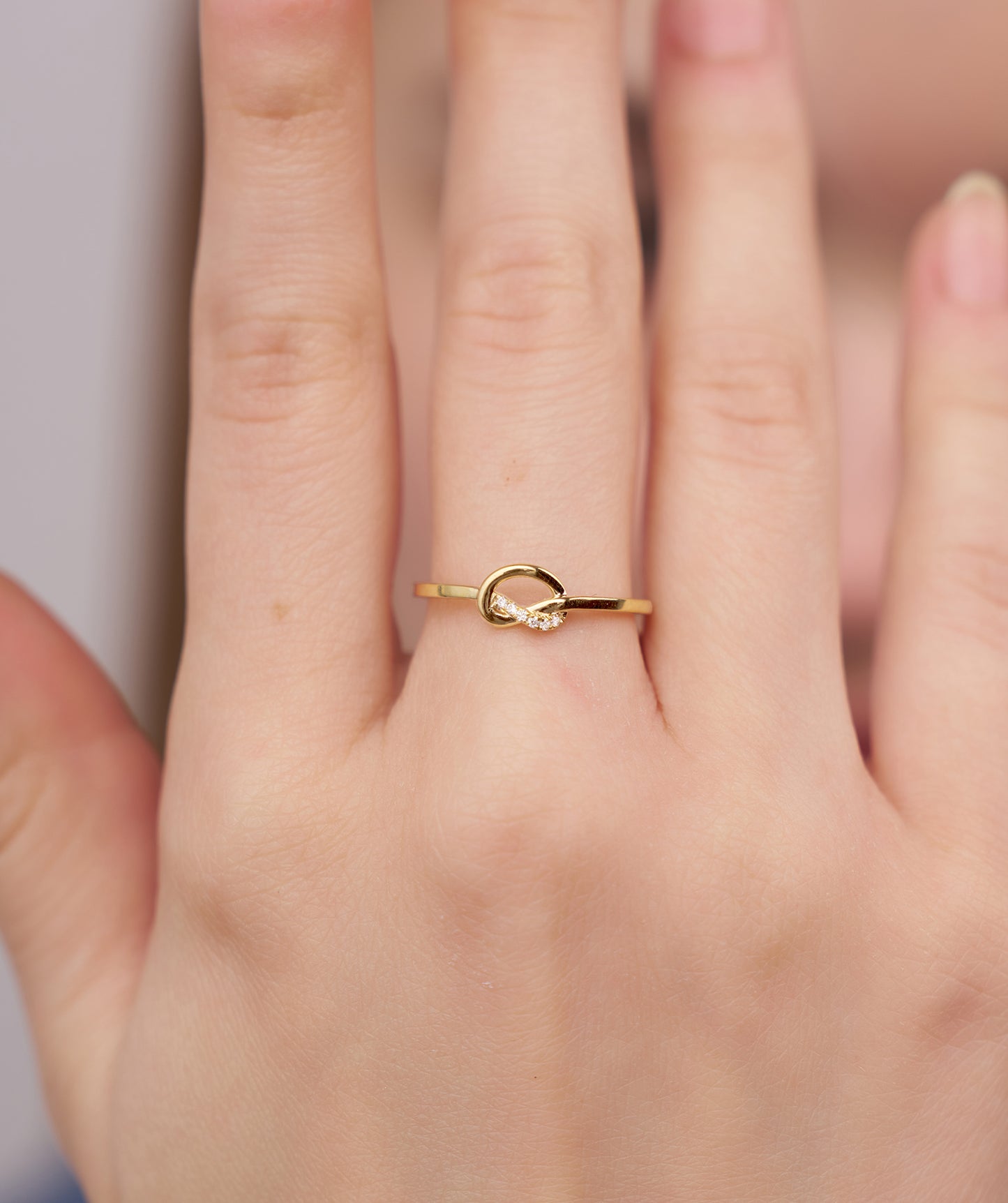 14K Gold Knot Diamond Ring