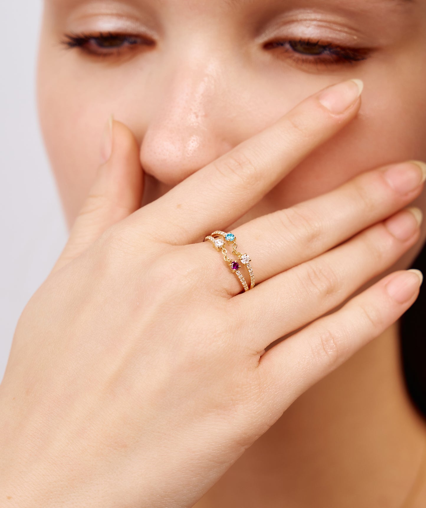 Diamond & Gemstone Chain Ring