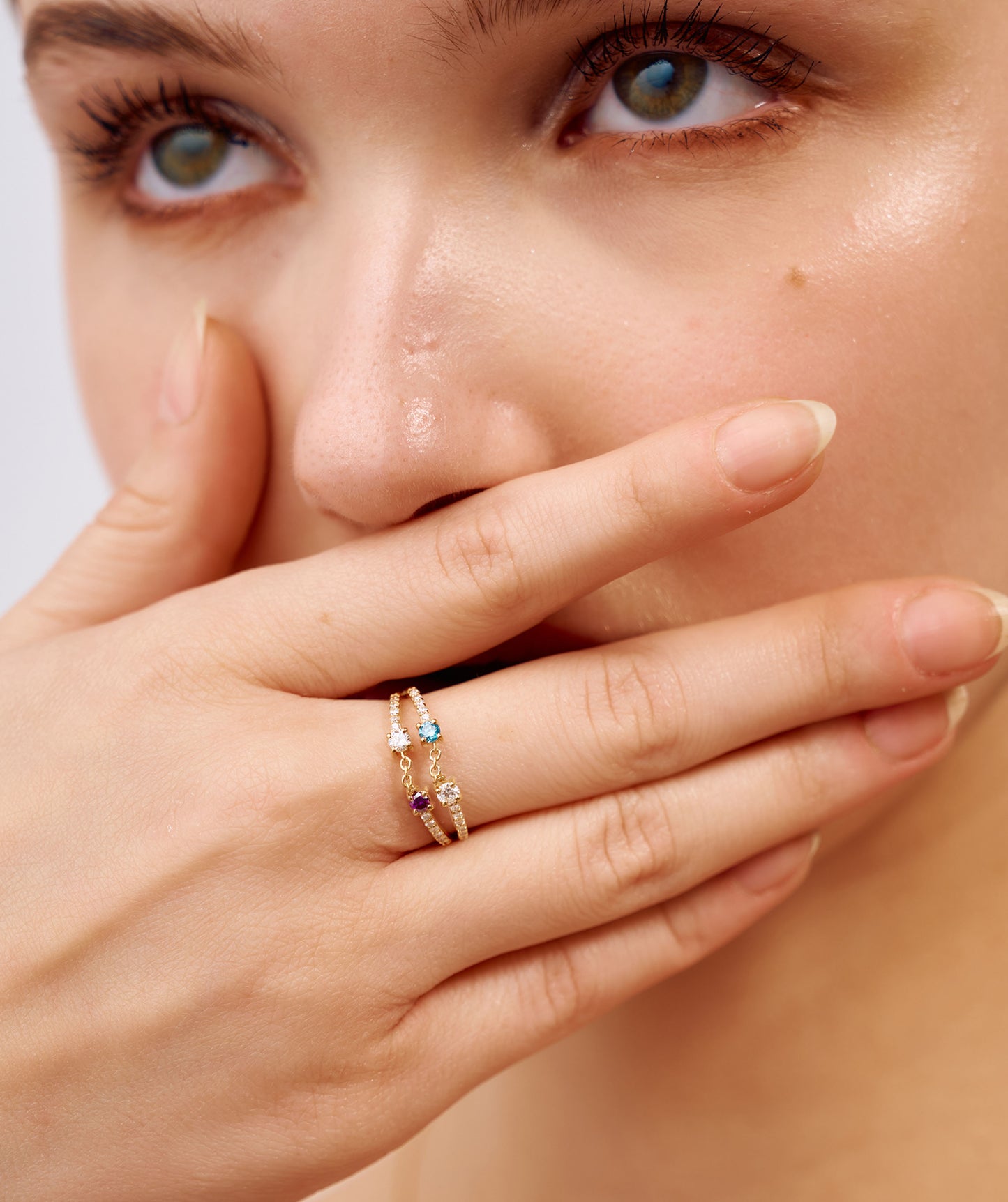 Diamond & Gemstone Chain Ring