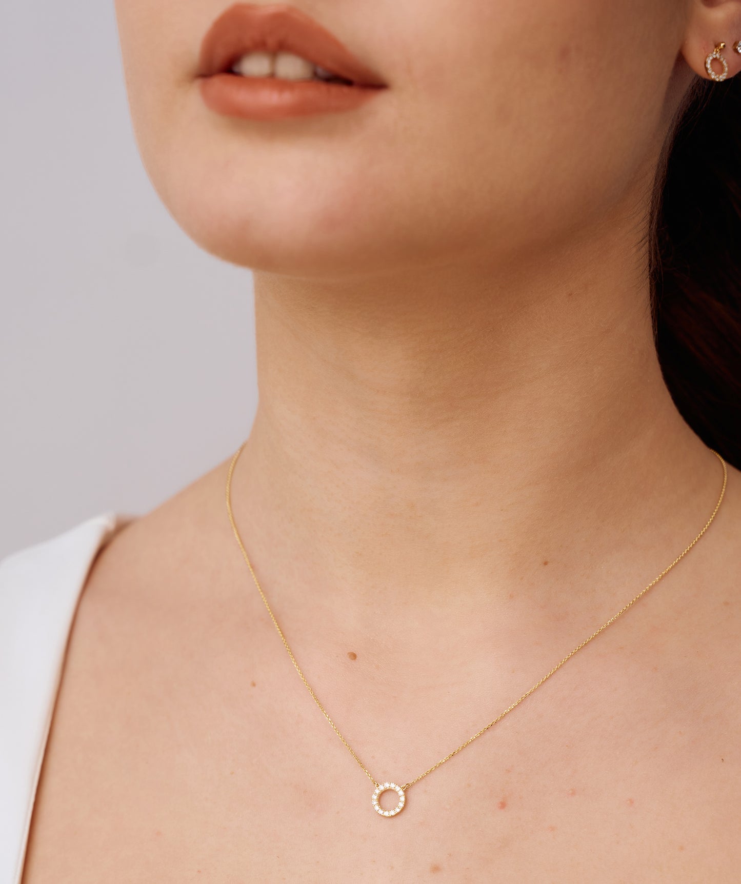 Dainty 14K Gold Diamond Circle Pendant
