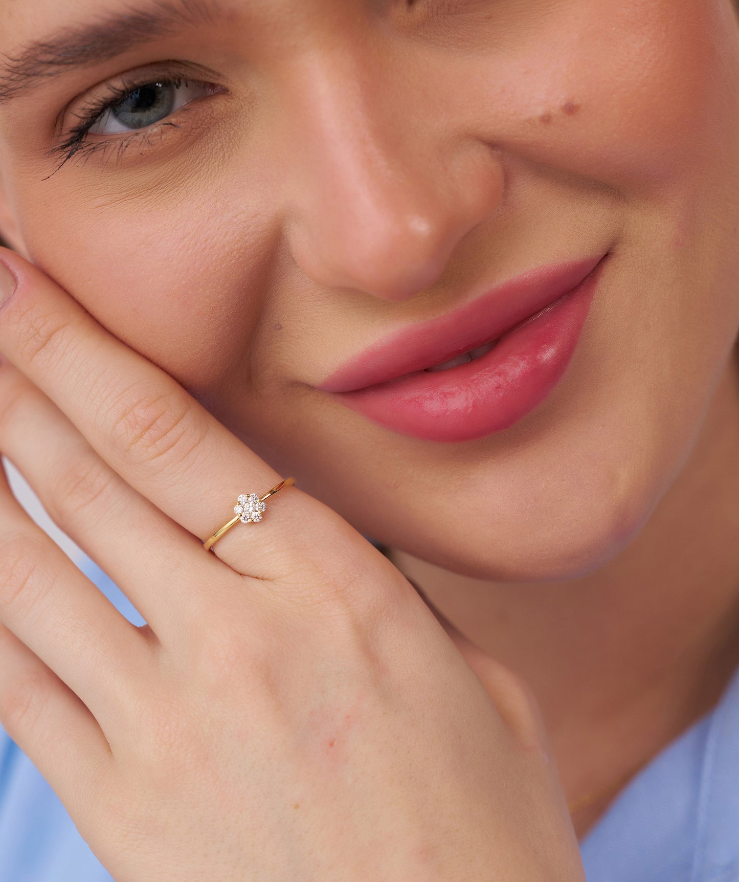 14K Gold Diamond Floral Ring