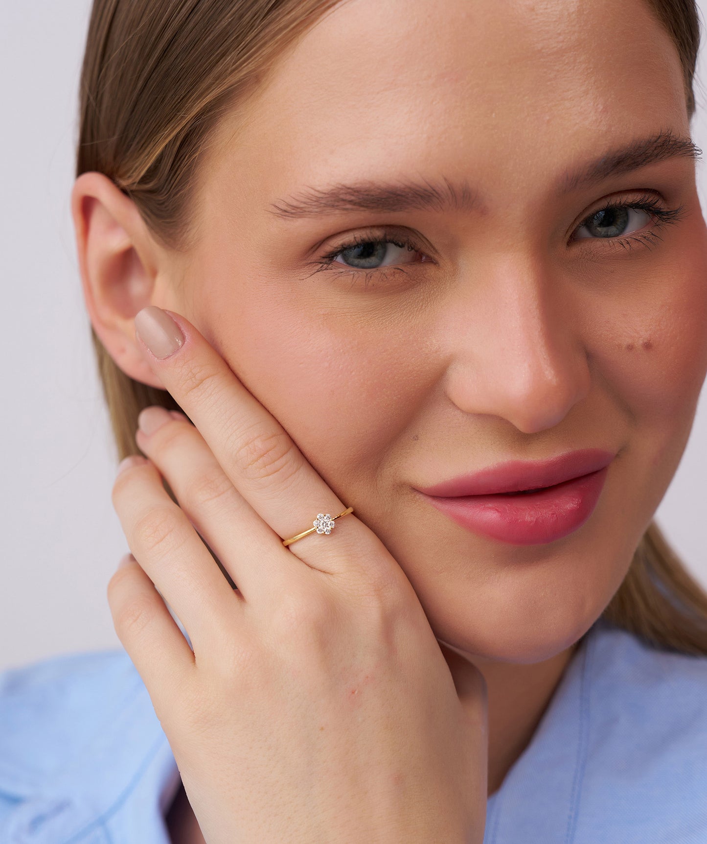 14K Gold Diamond Floral Ring