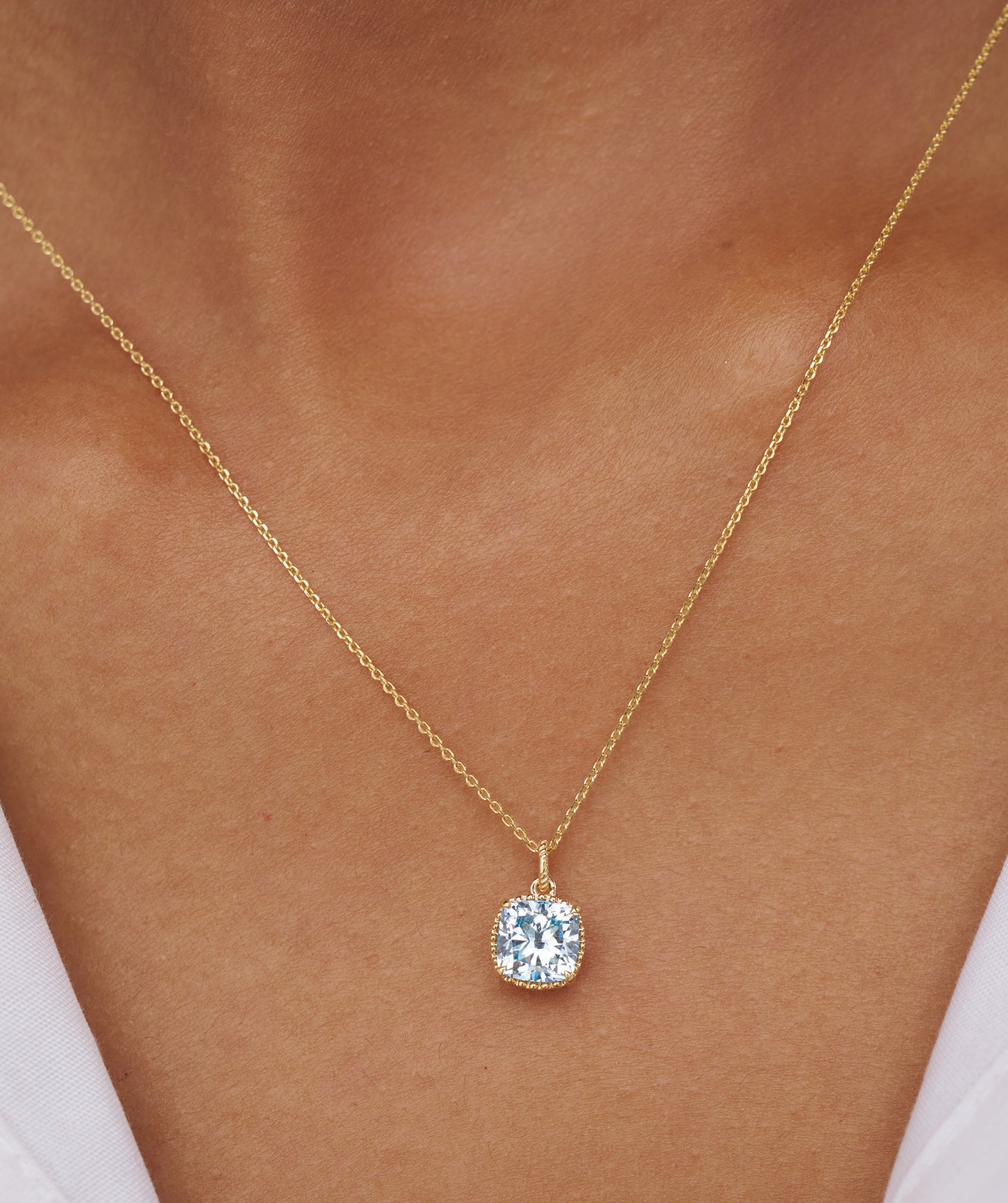 Cushion-Cut Blue Topaz Necklace
