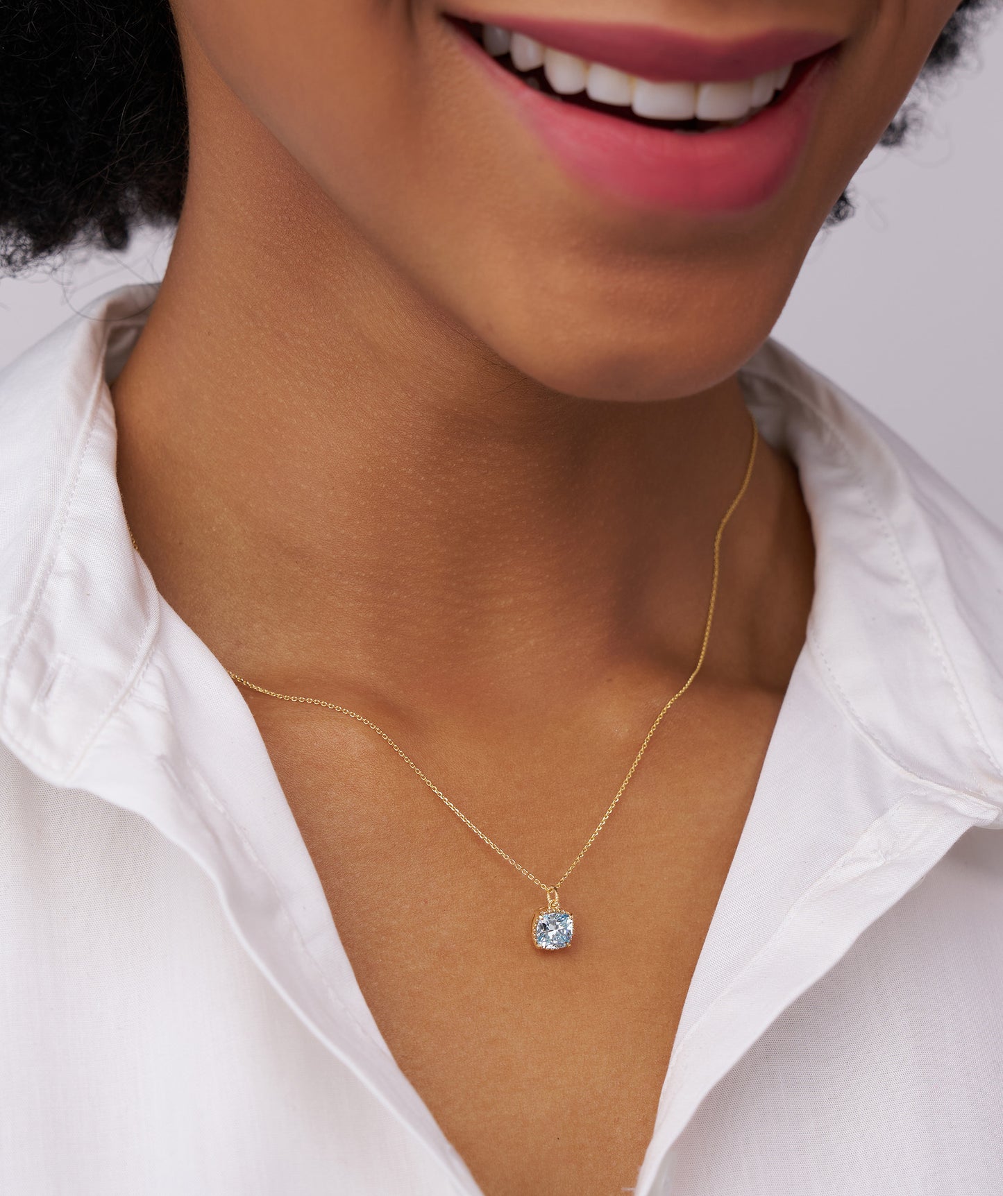 Cushion-Cut Blue Topaz Necklace
