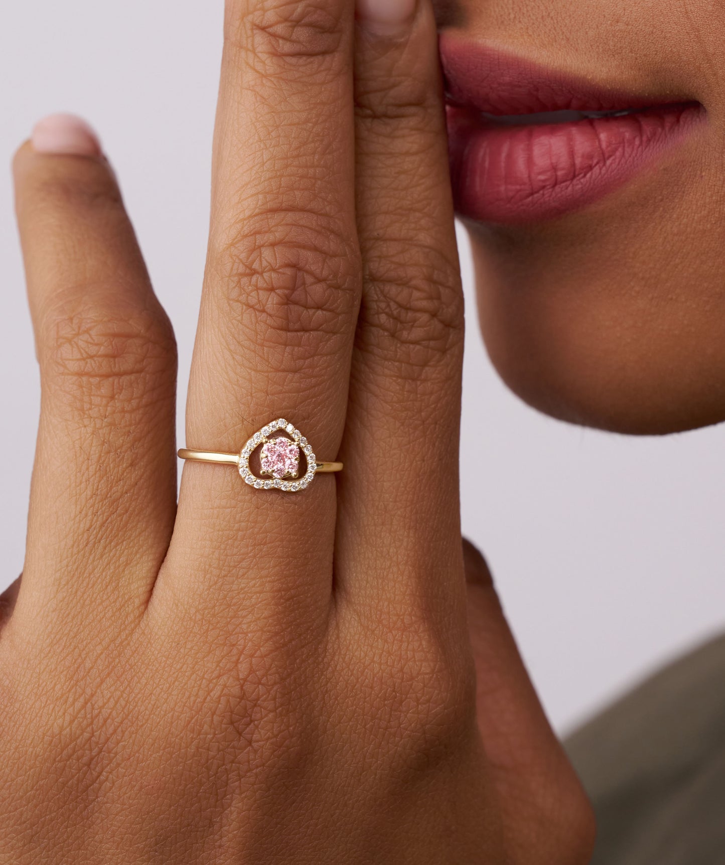 Heart Halo Pink Diamond Ring