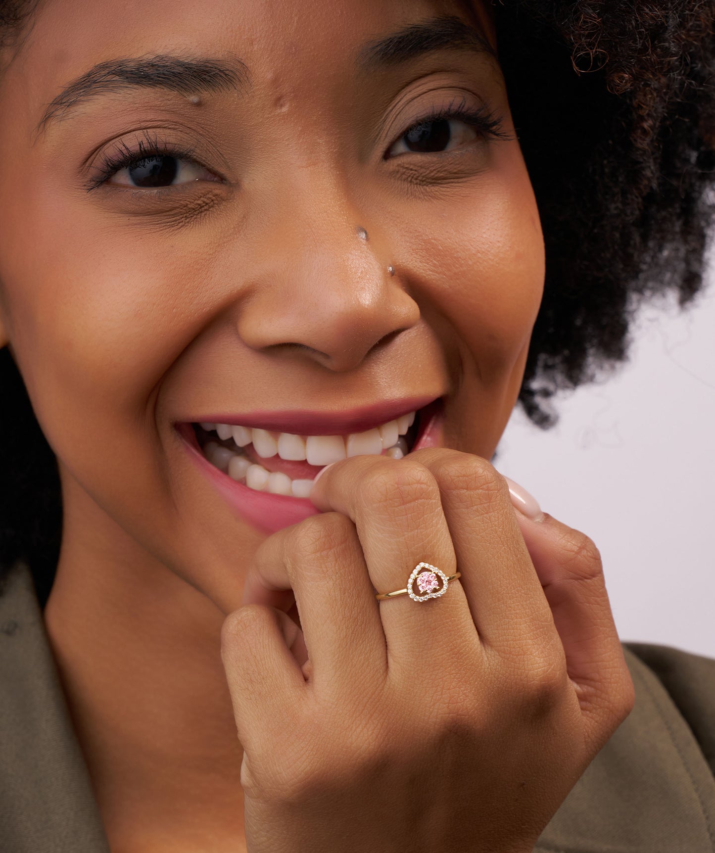 Heart Halo Pink Diamond Ring