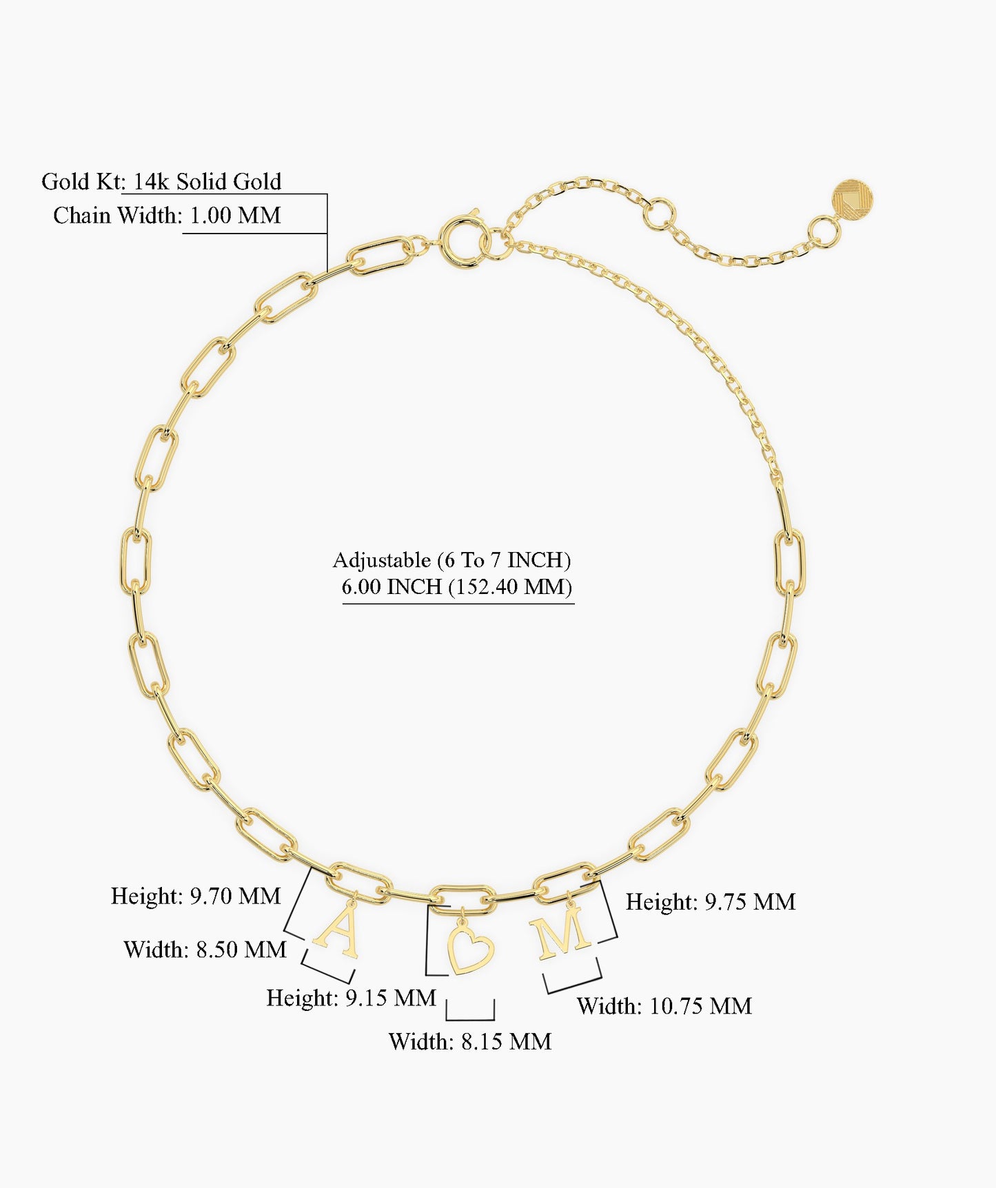 Personalized Charm 14K Gold Bracelet