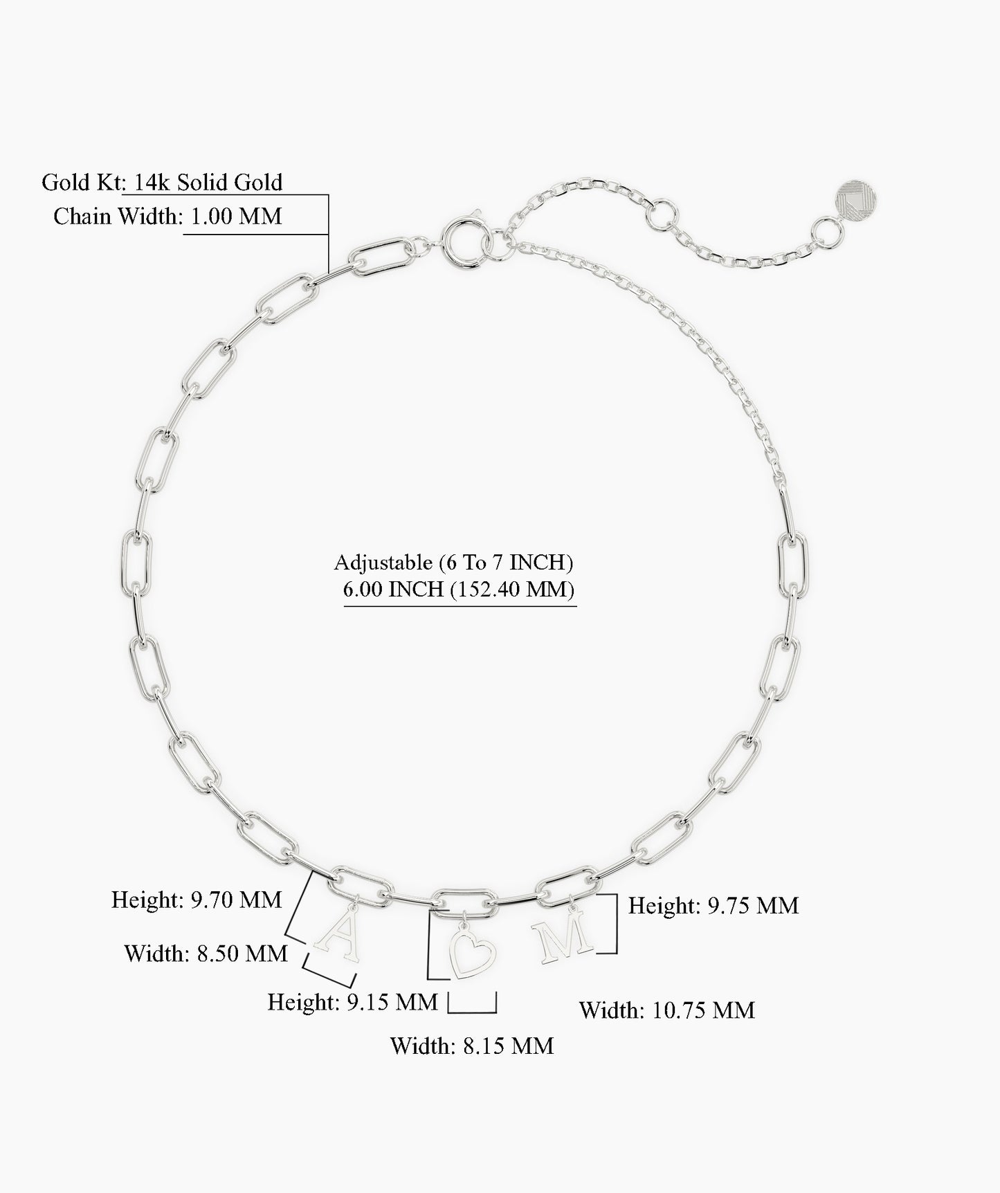 Personalized Charm 14K Gold Bracelet