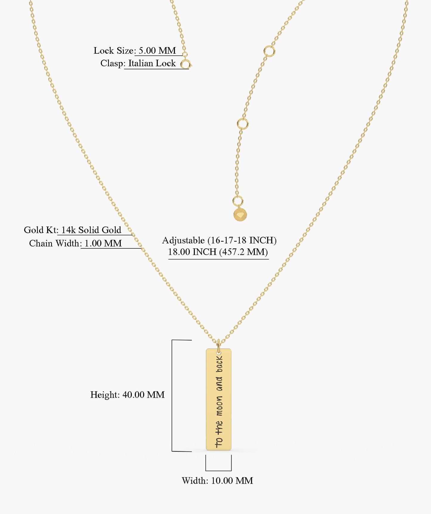 14K Gold Personalized Bar Necklace
