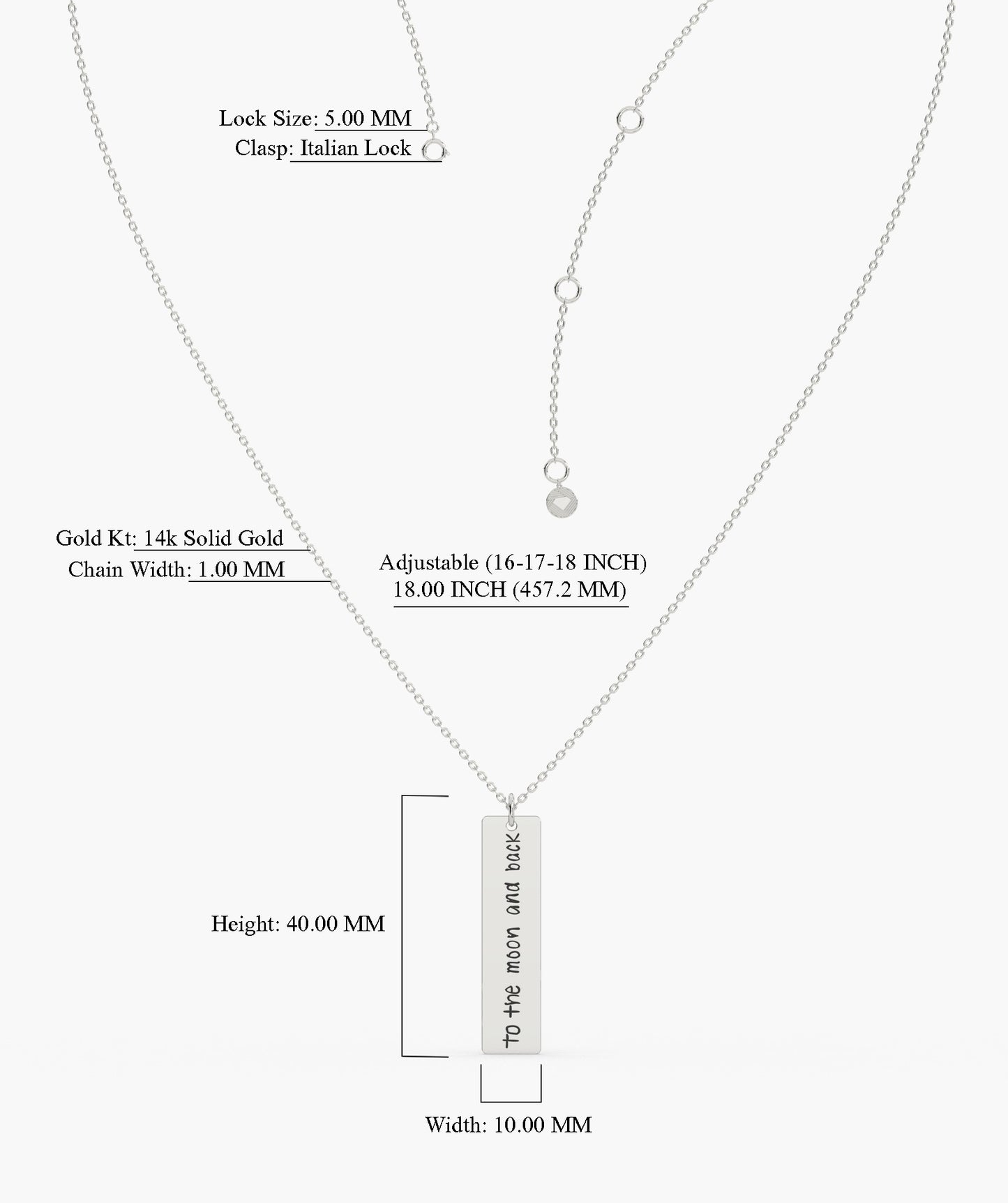 14K Gold Personalized Bar Necklace