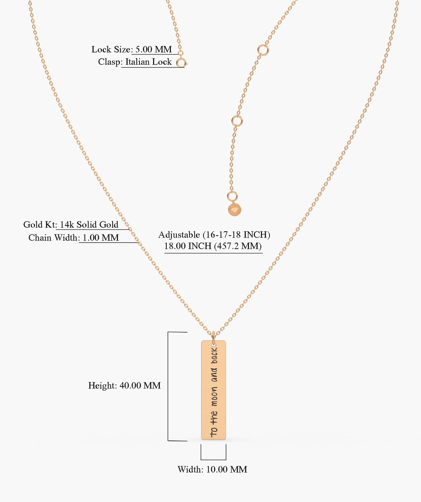 14K Gold Personalized Bar Necklace