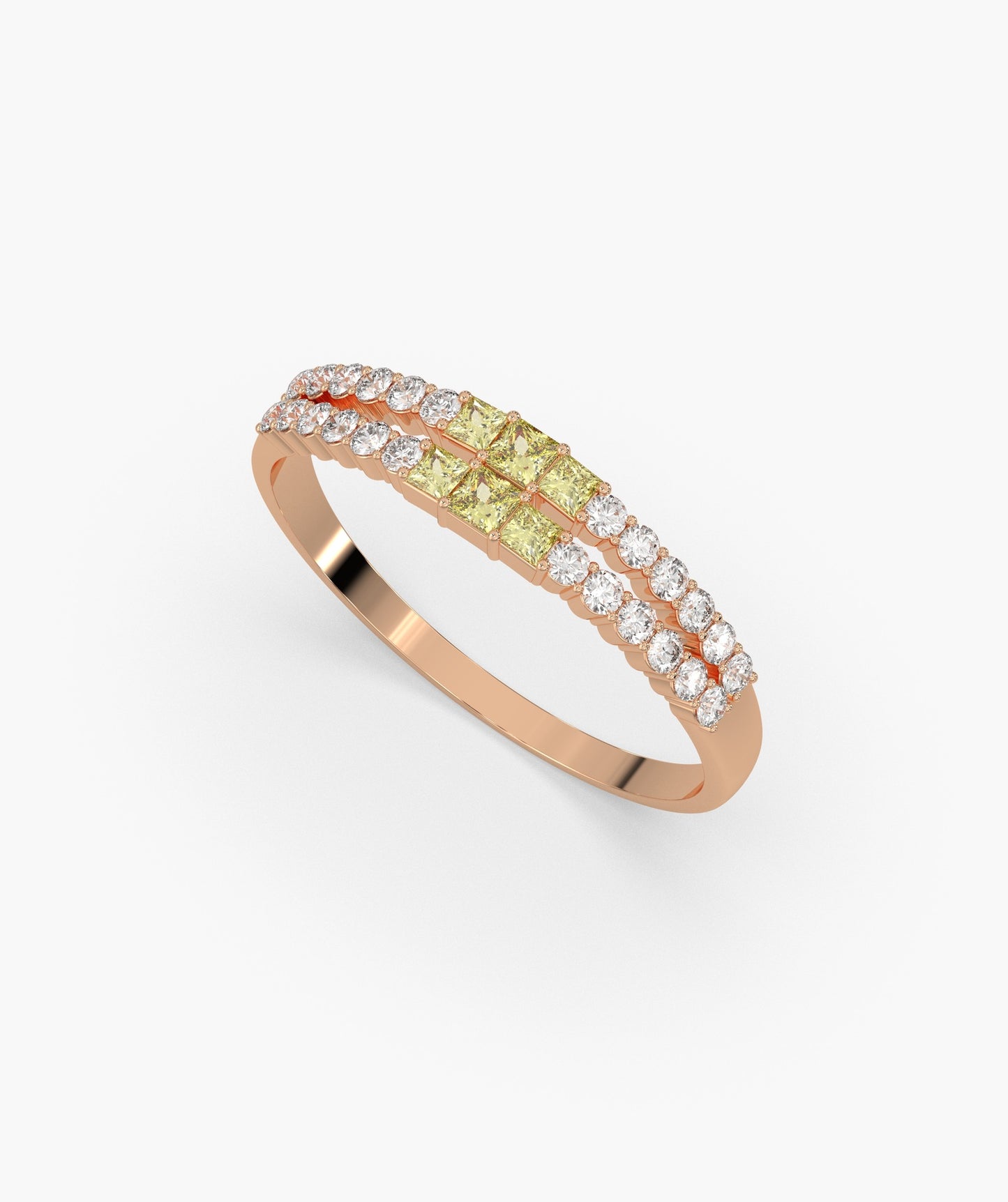 Yellow and White Dual Diamond Ring