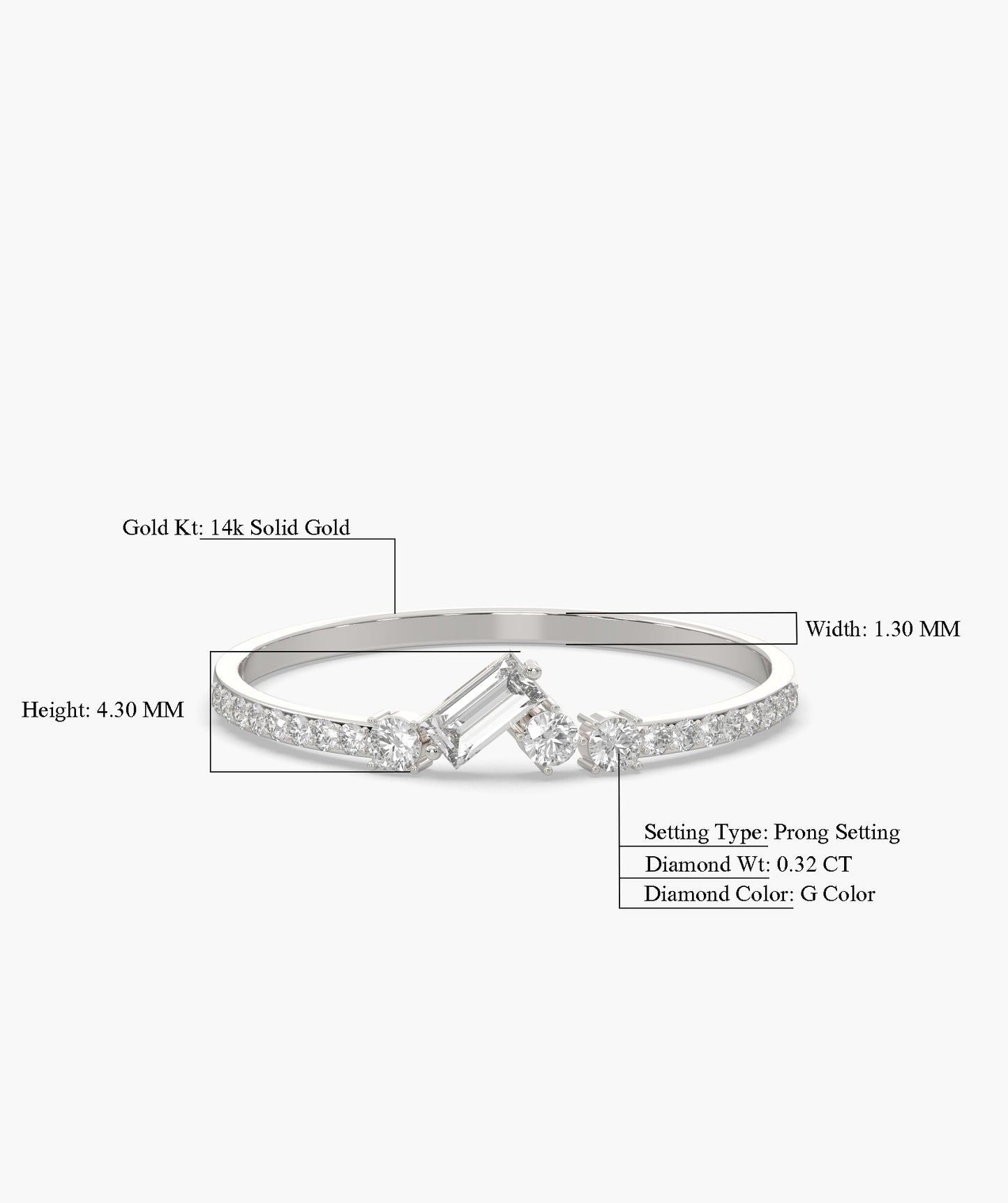 14K Gold Sleek Baguette Diamond Ring