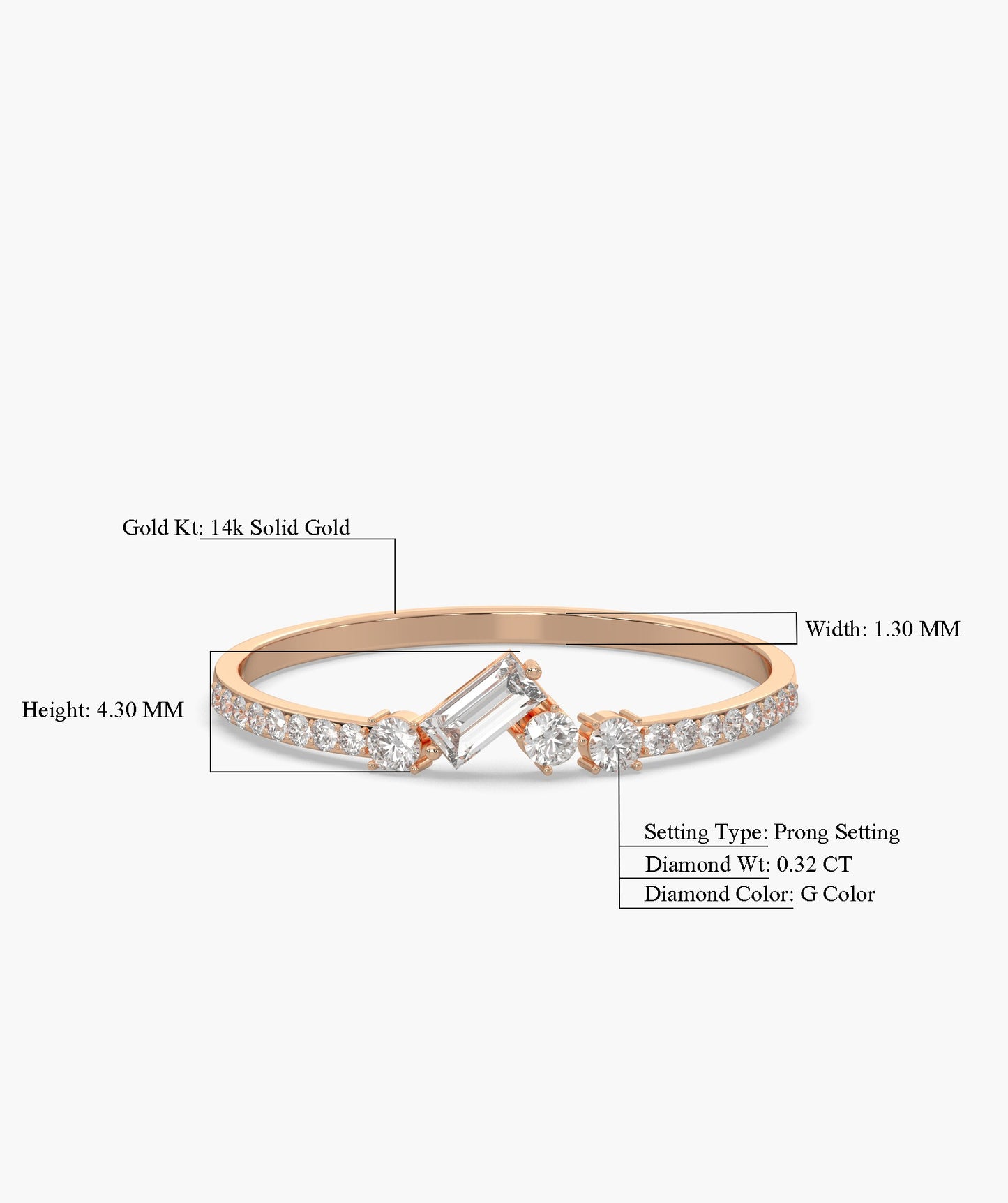 14K Gold Sleek Baguette Diamond Ring