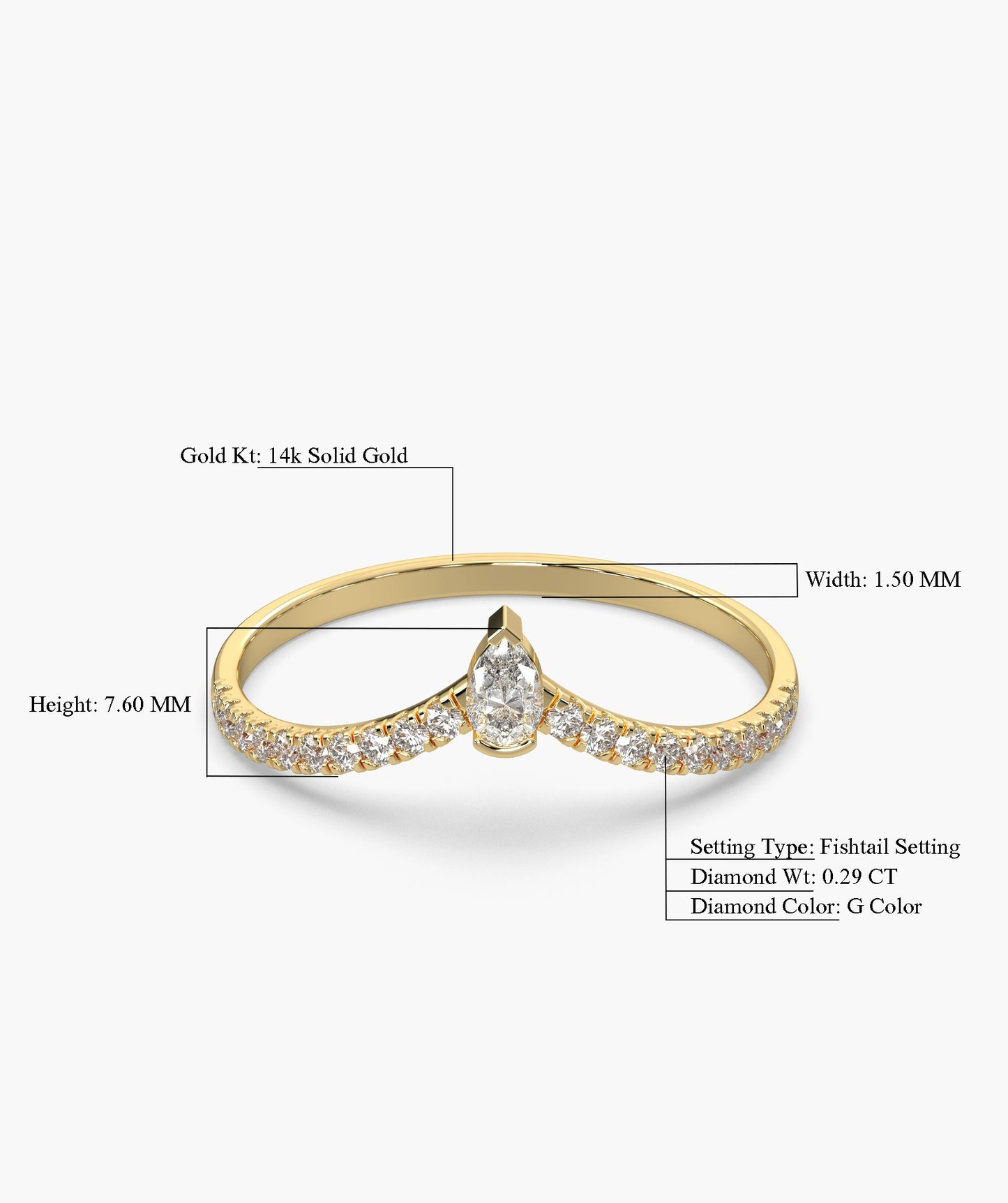 Solitaire Pear With Accent Diamond Ring