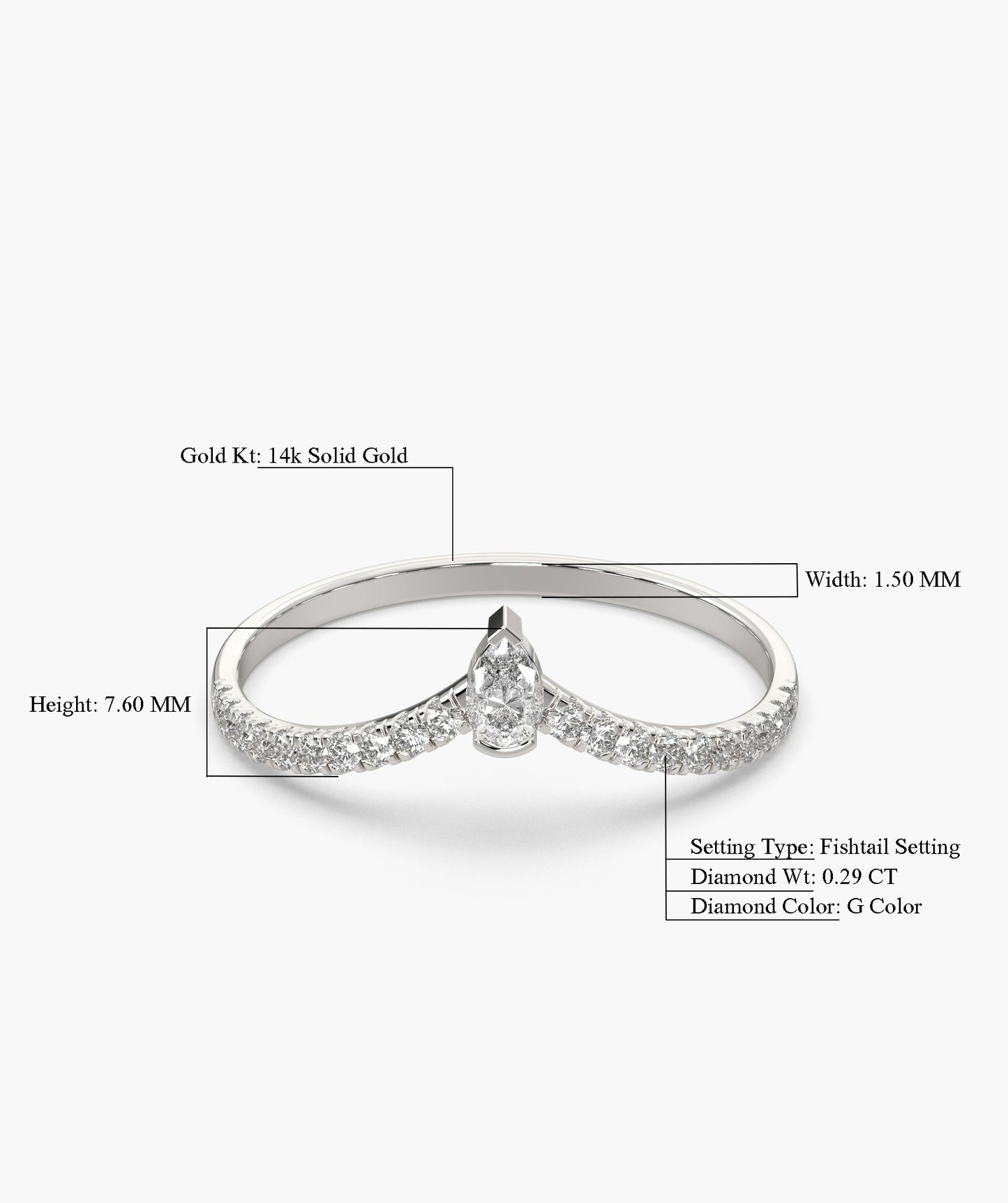Solitaire Pear With Accent Diamond Ring