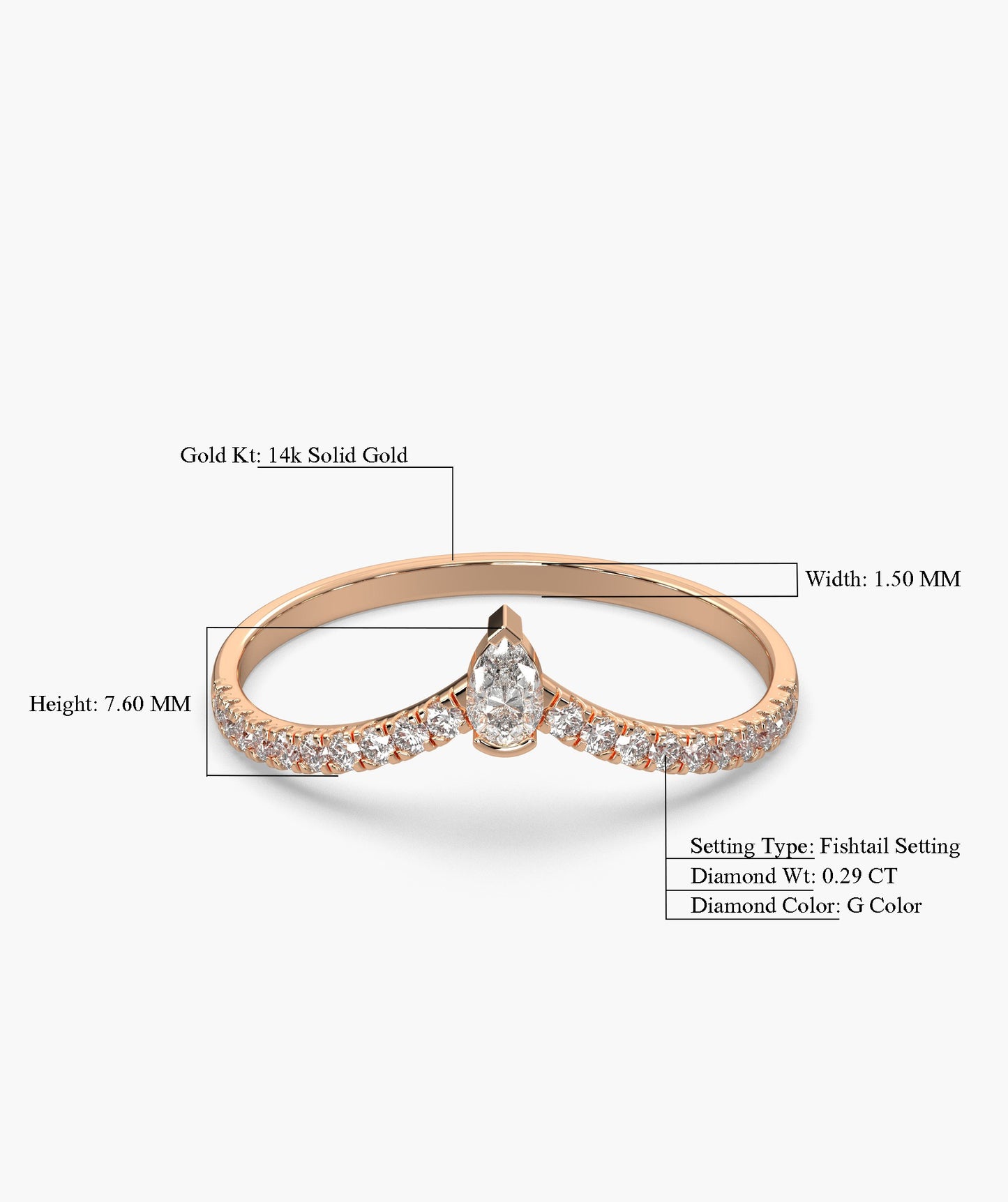 Solitaire Pear With Accent Diamond Ring