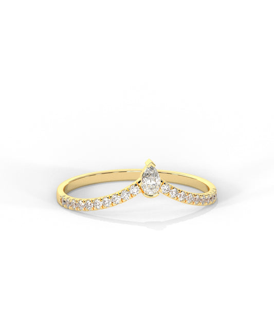 Solitaire Pear With Accent Diamond Ring