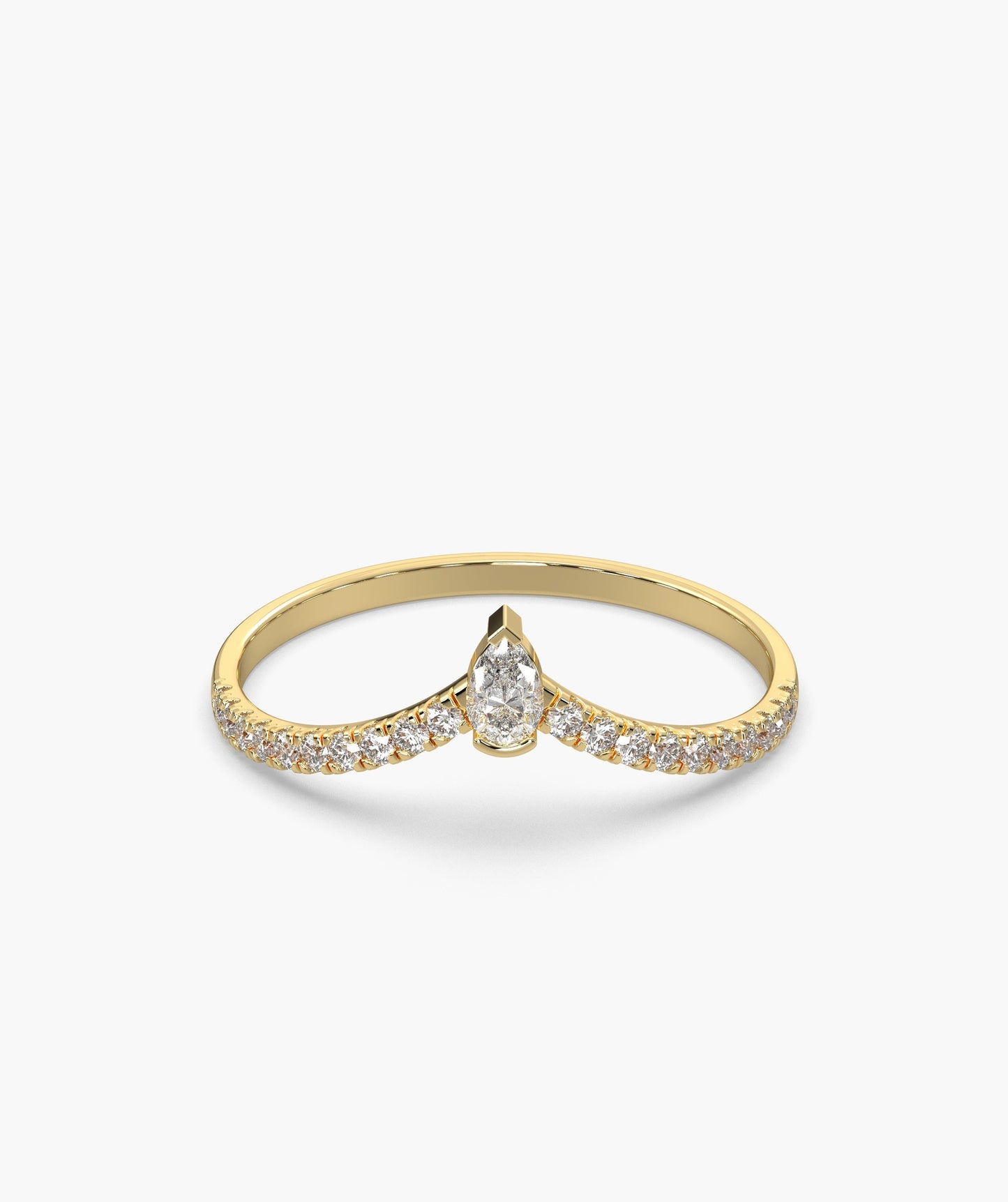 Solitaire Pear With Accent Diamond Ring