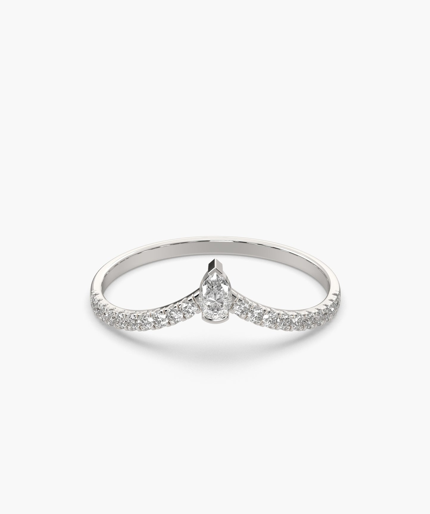 Solitaire Pear With Accent Diamond Ring