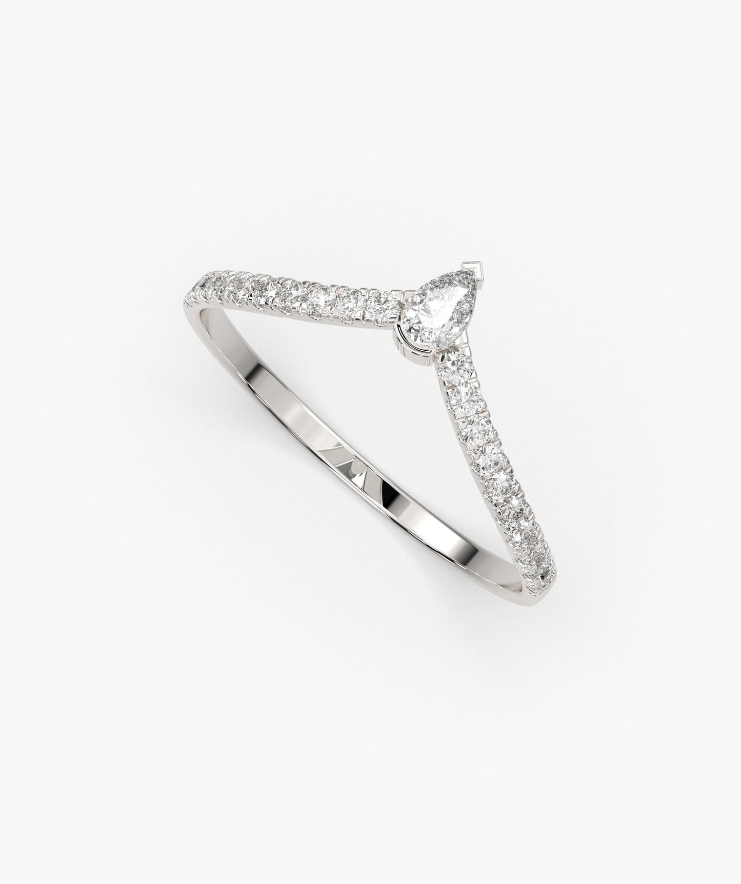 Solitaire Pear With Accent Diamond Ring