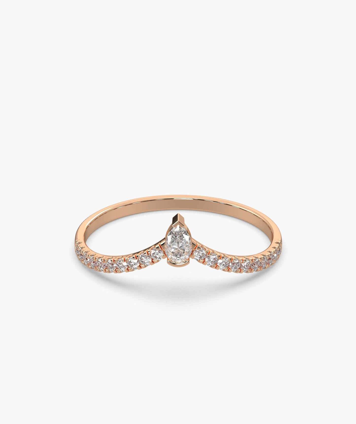 Solitaire Pear With Accent Diamond Ring