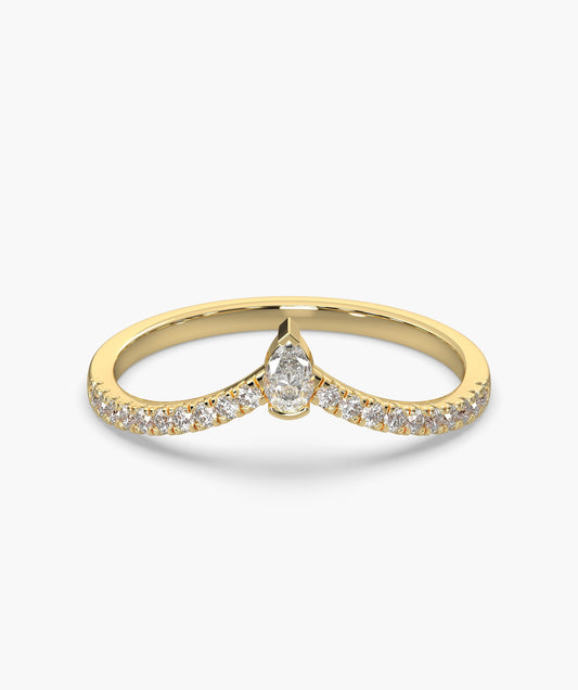 Pear Diamond Chevron Ring