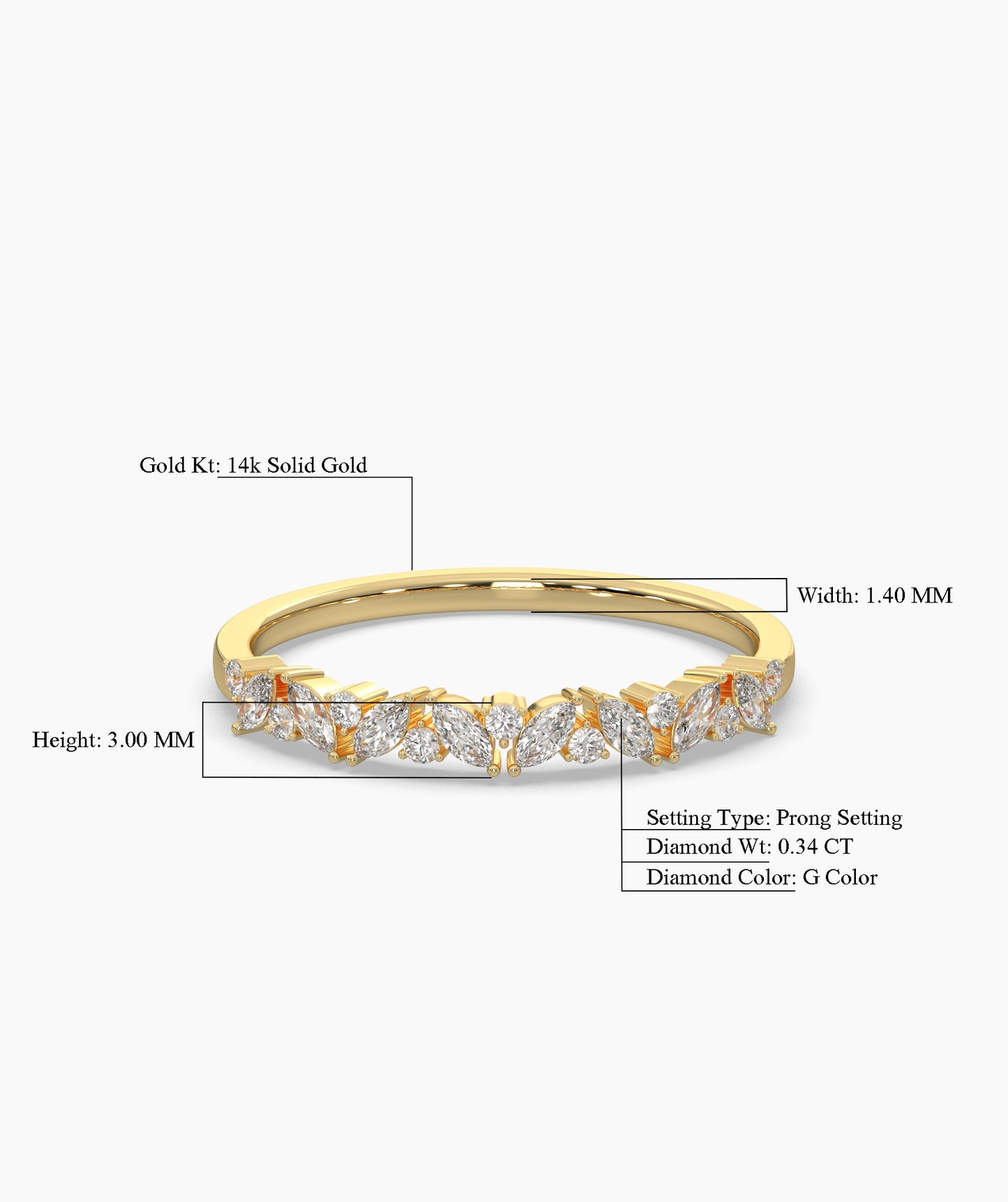 14K Solid Gold Vintage-Inspired Band
