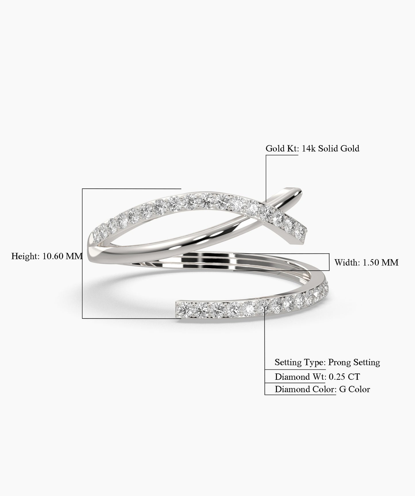 14K Gold Curved Diamond Ring