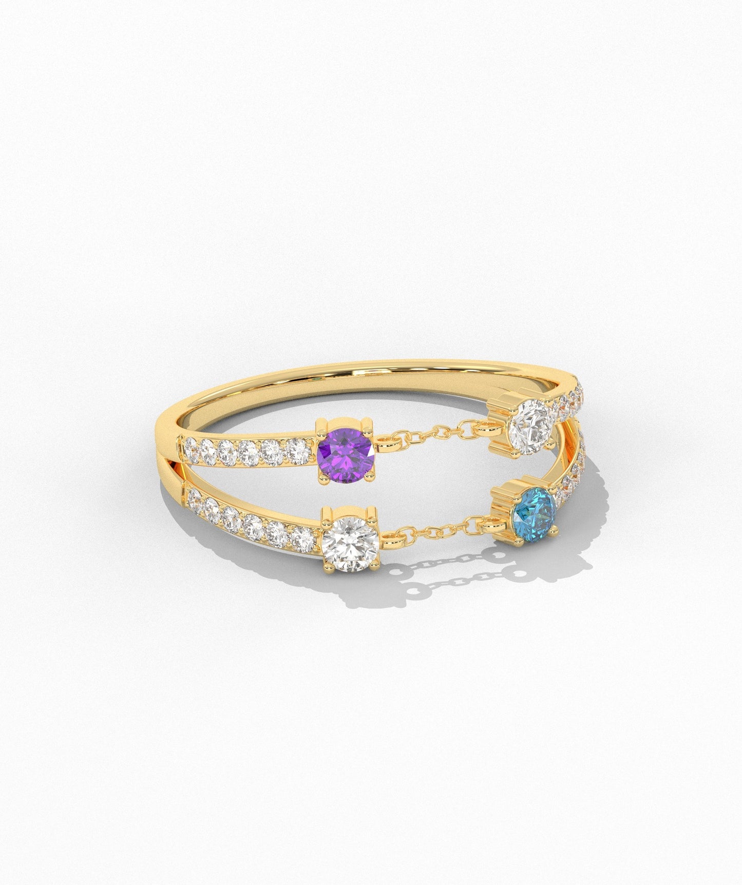 Diamond & Gemstone Chain Ring