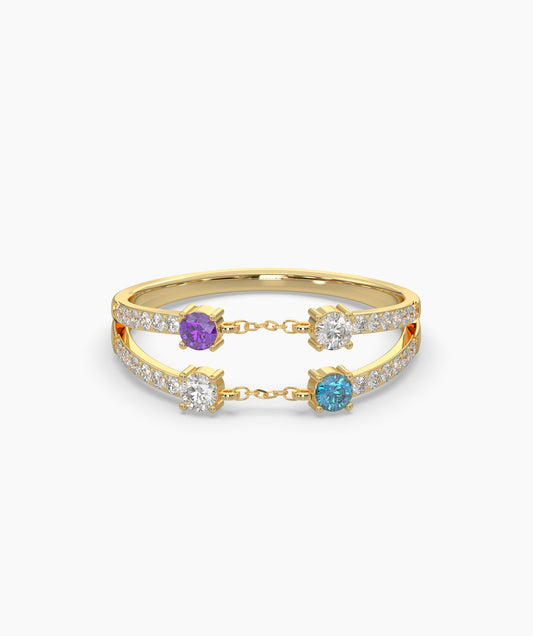 Diamond & Gemstone Chain Ring