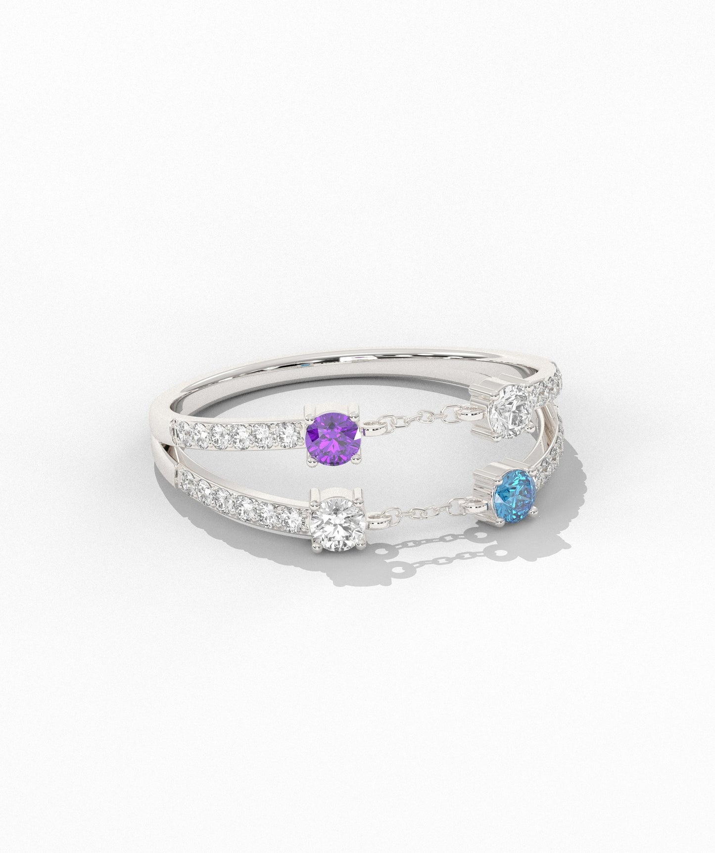Diamond & Gemstone Chain Ring