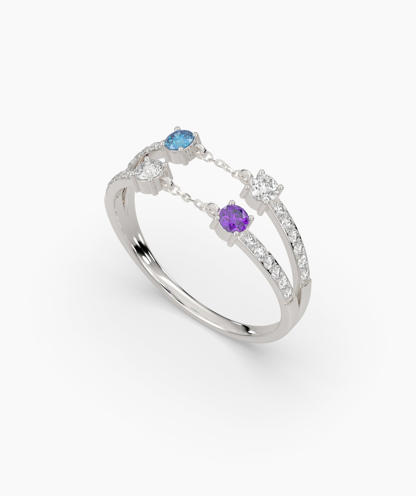 Diamond & Gemstone Chain Ring