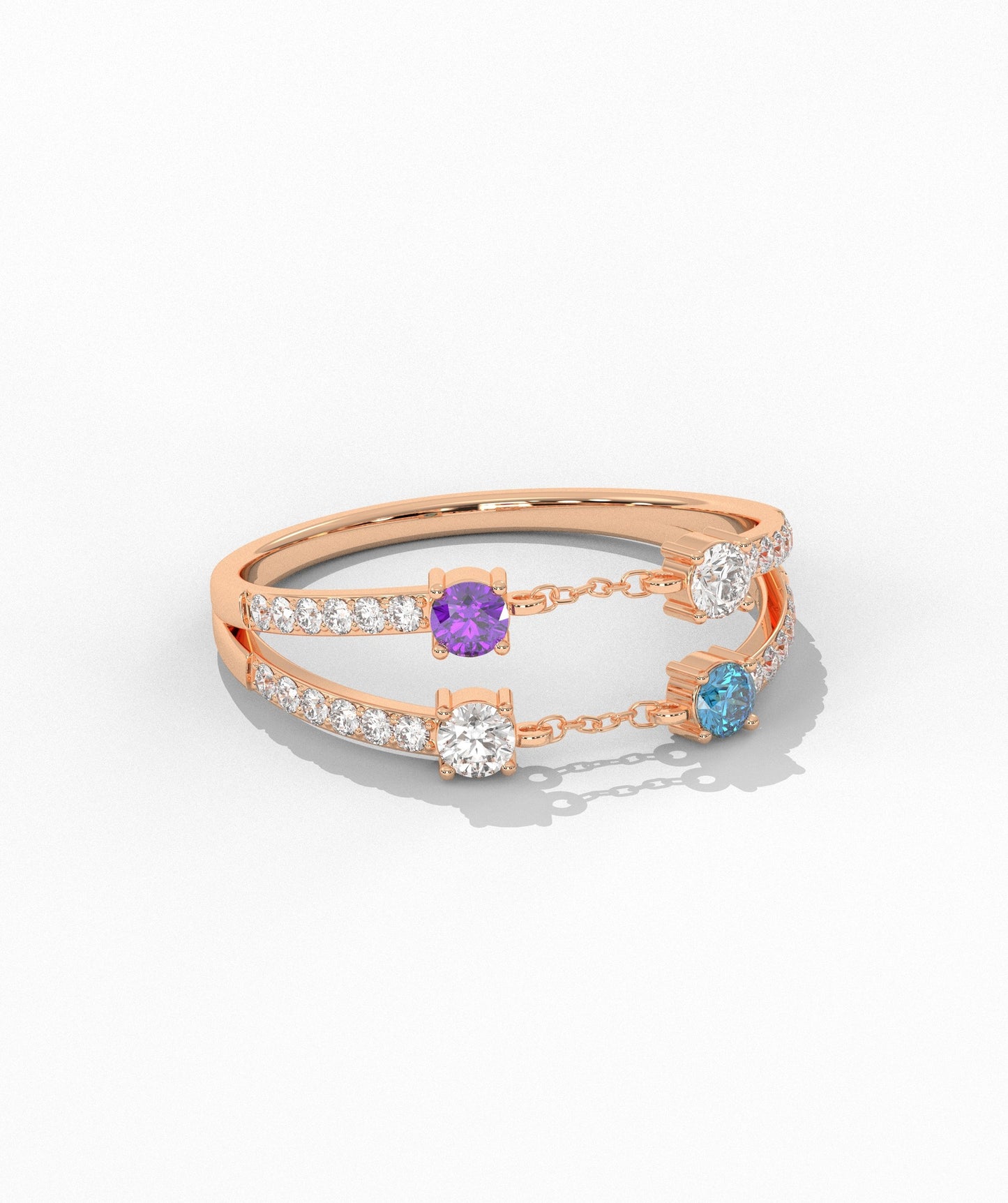 Diamond & Gemstone Chain Ring