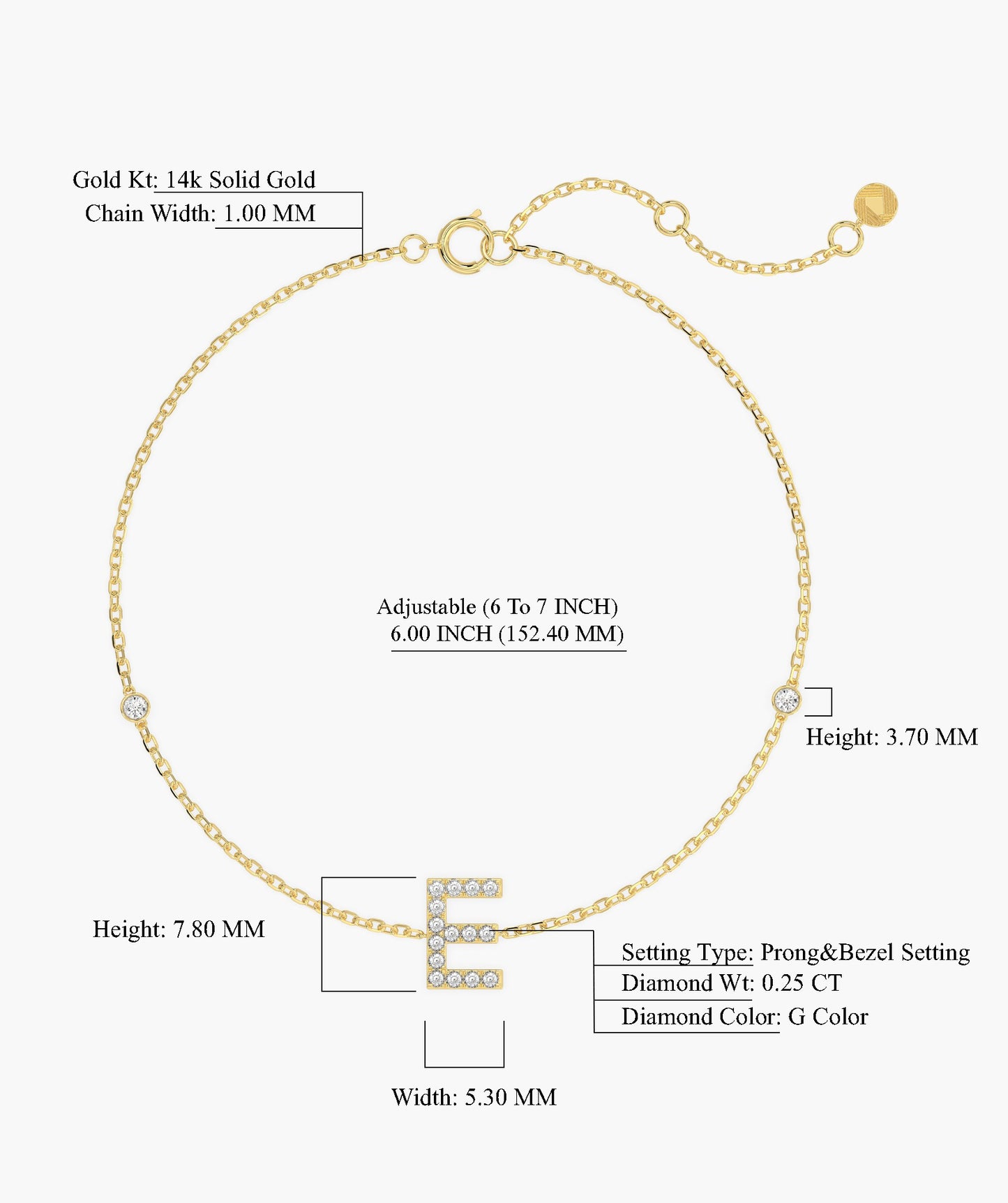 Personalized E Initial Diamond Accent Bracelet