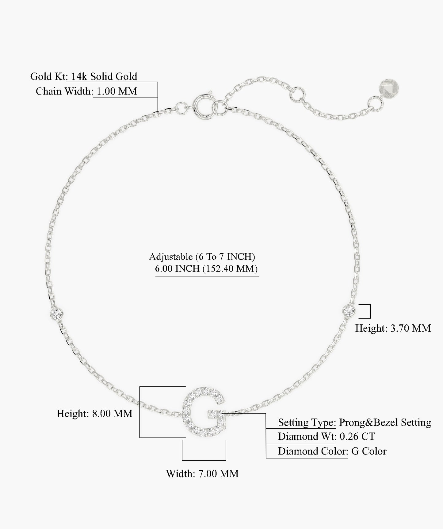 Adorned Initial G Gold Bracelet