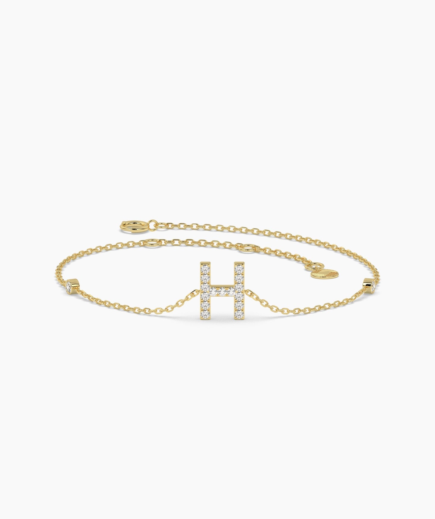 Fancy 'H' Diamond Charm Bracelet