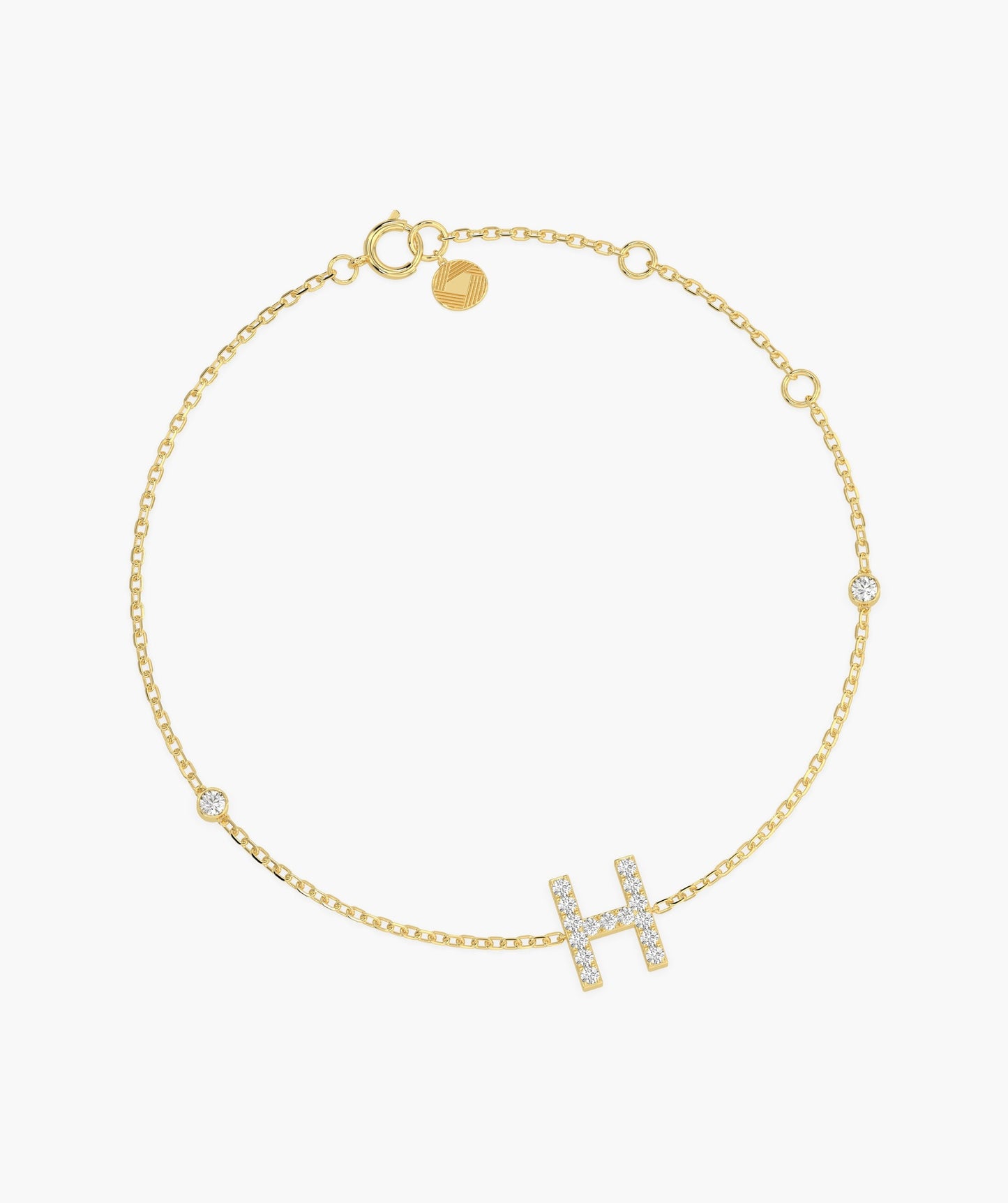 Fancy 'H' Diamond Charm Bracelet