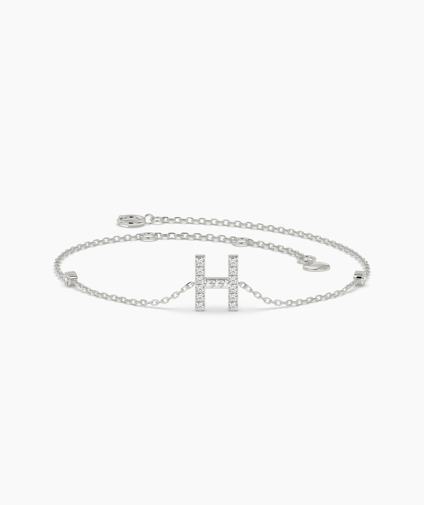 Fancy 'H' Diamond Charm Bracelet