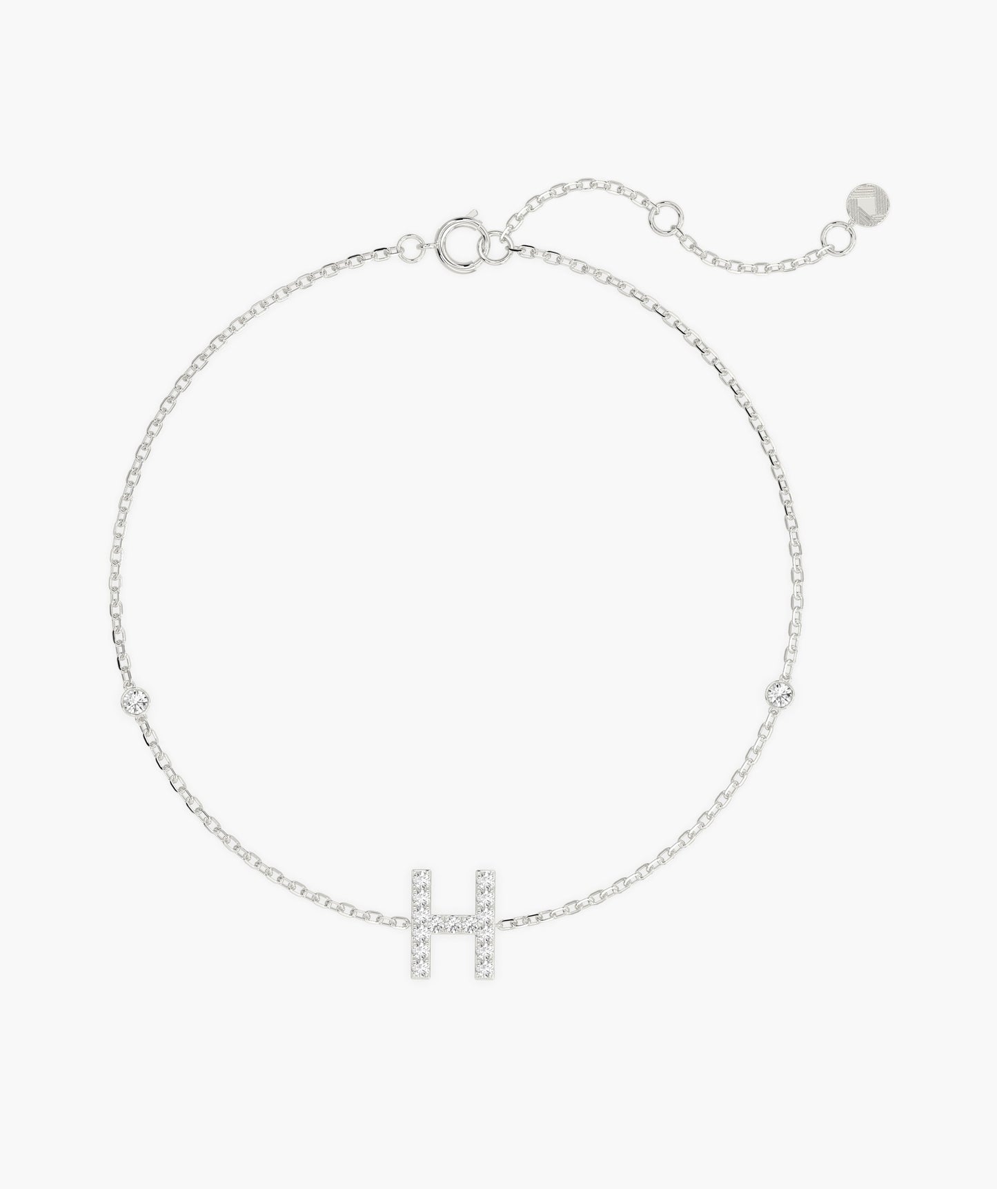 Fancy 'H' Diamond Charm Bracelet