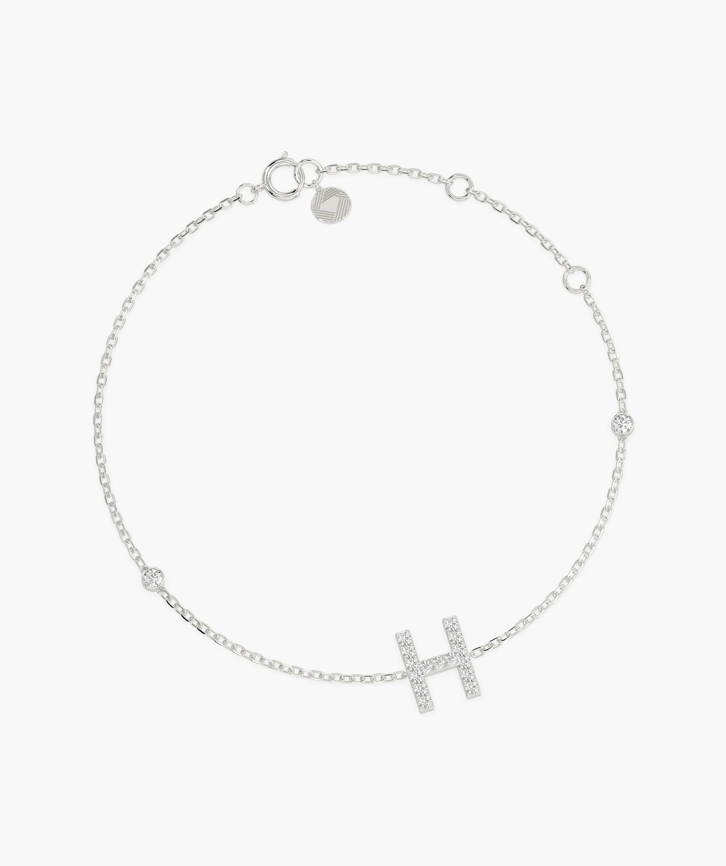 Fancy 'H' Diamond Charm Bracelet