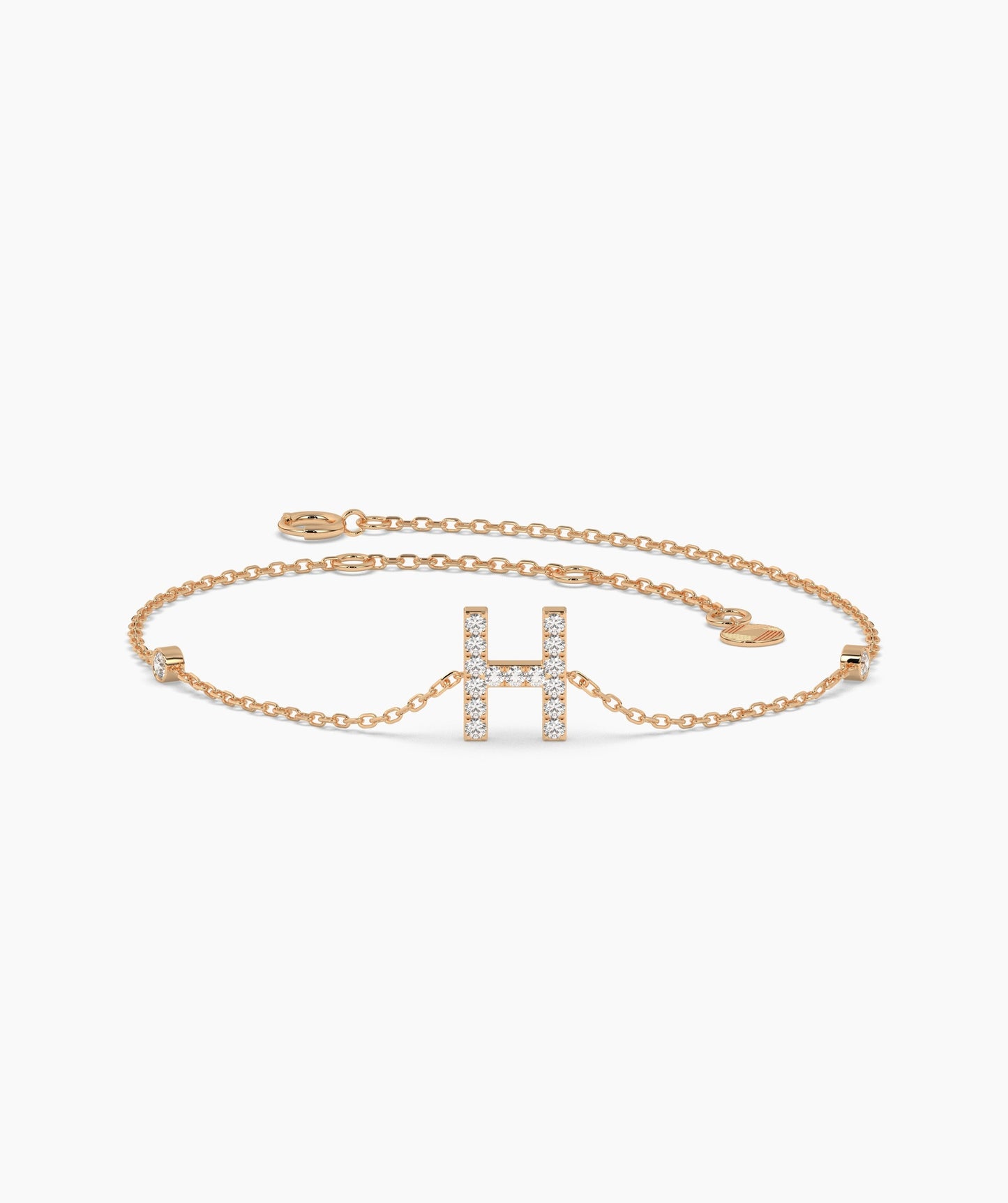 Fancy 'H' Diamond Charm Bracelet