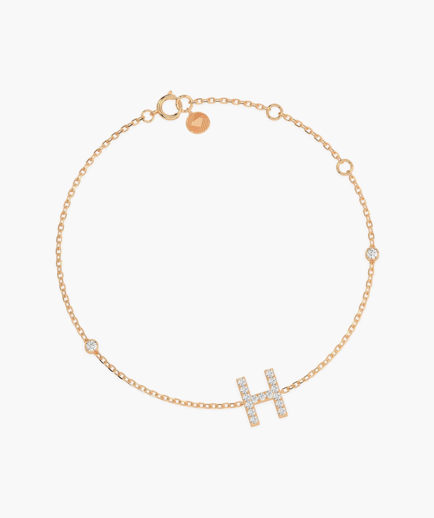 Fancy 'H' Diamond Charm Bracelet