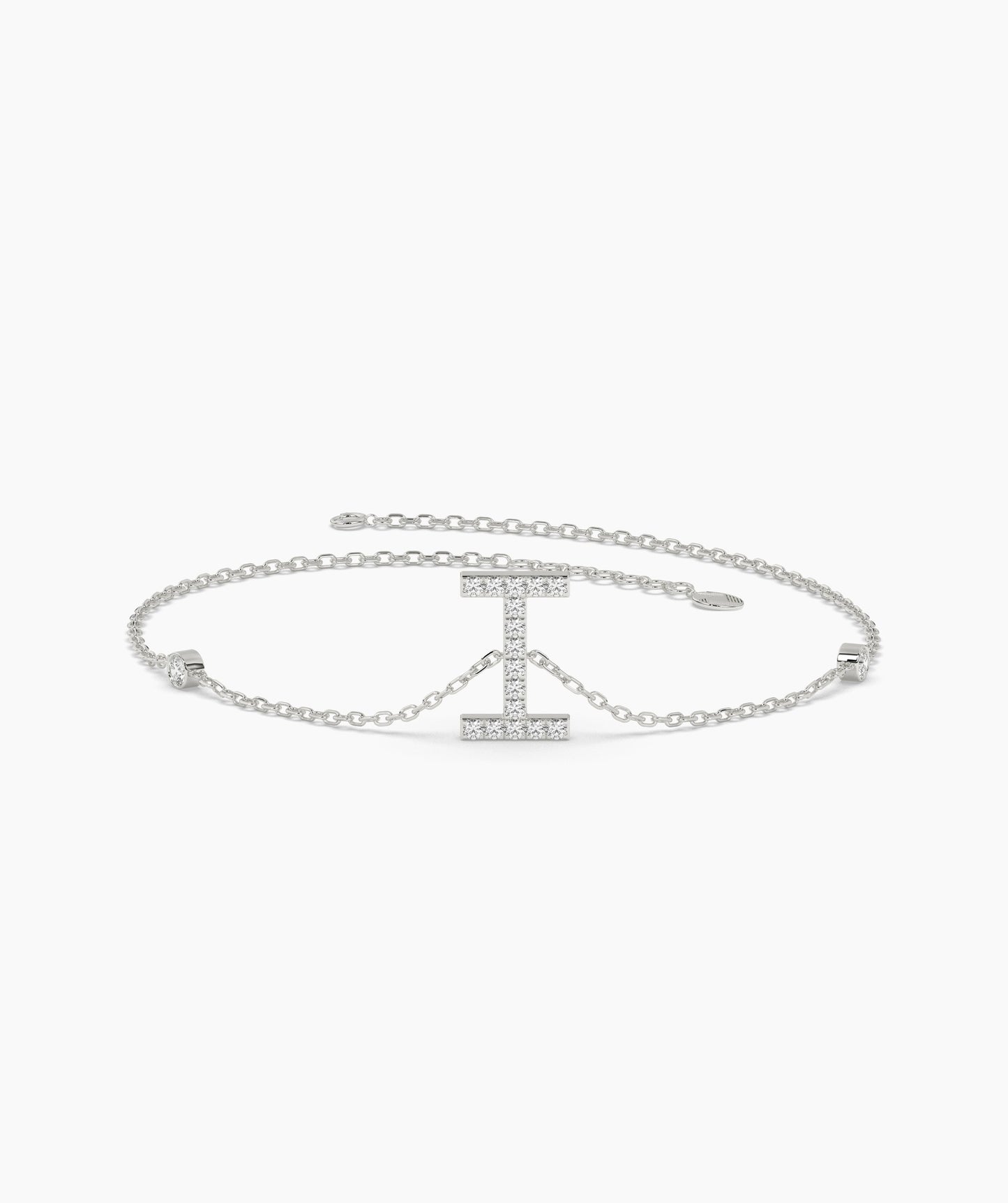 14K Gold "I" Initial Diamond Bracelet