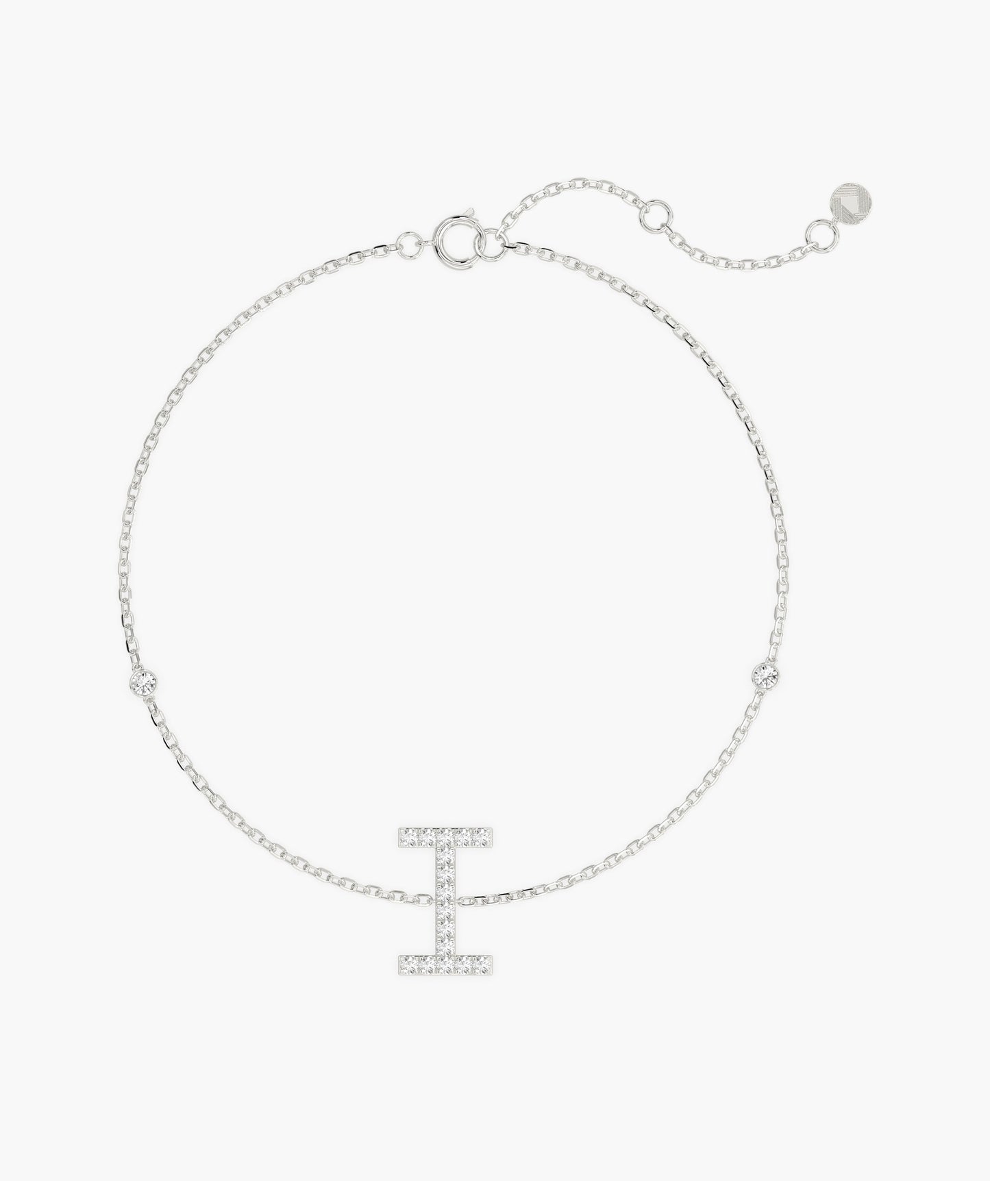 14K Gold "I" Initial Diamond Bracelet
