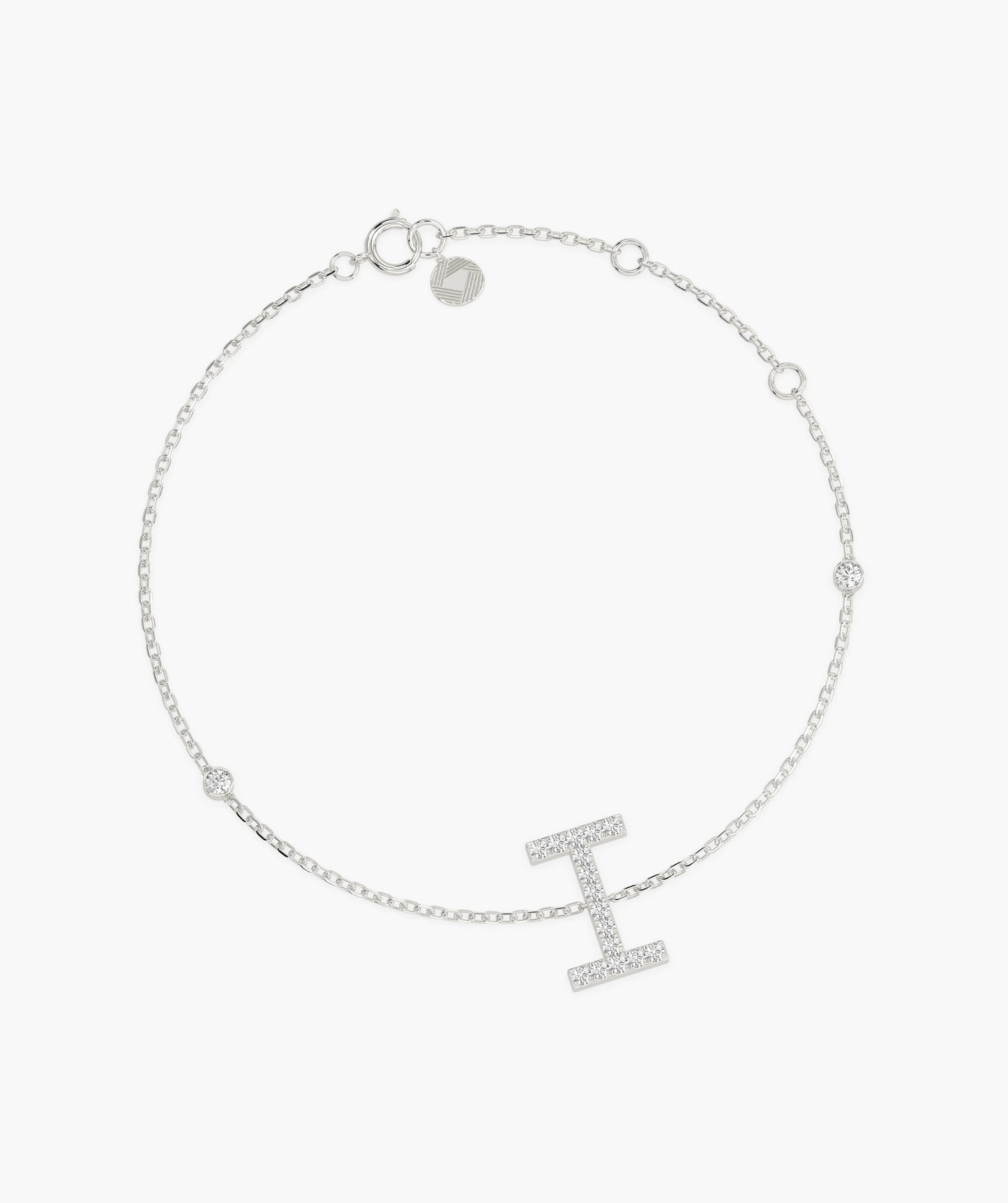 14K Gold "I" Initial Diamond Bracelet