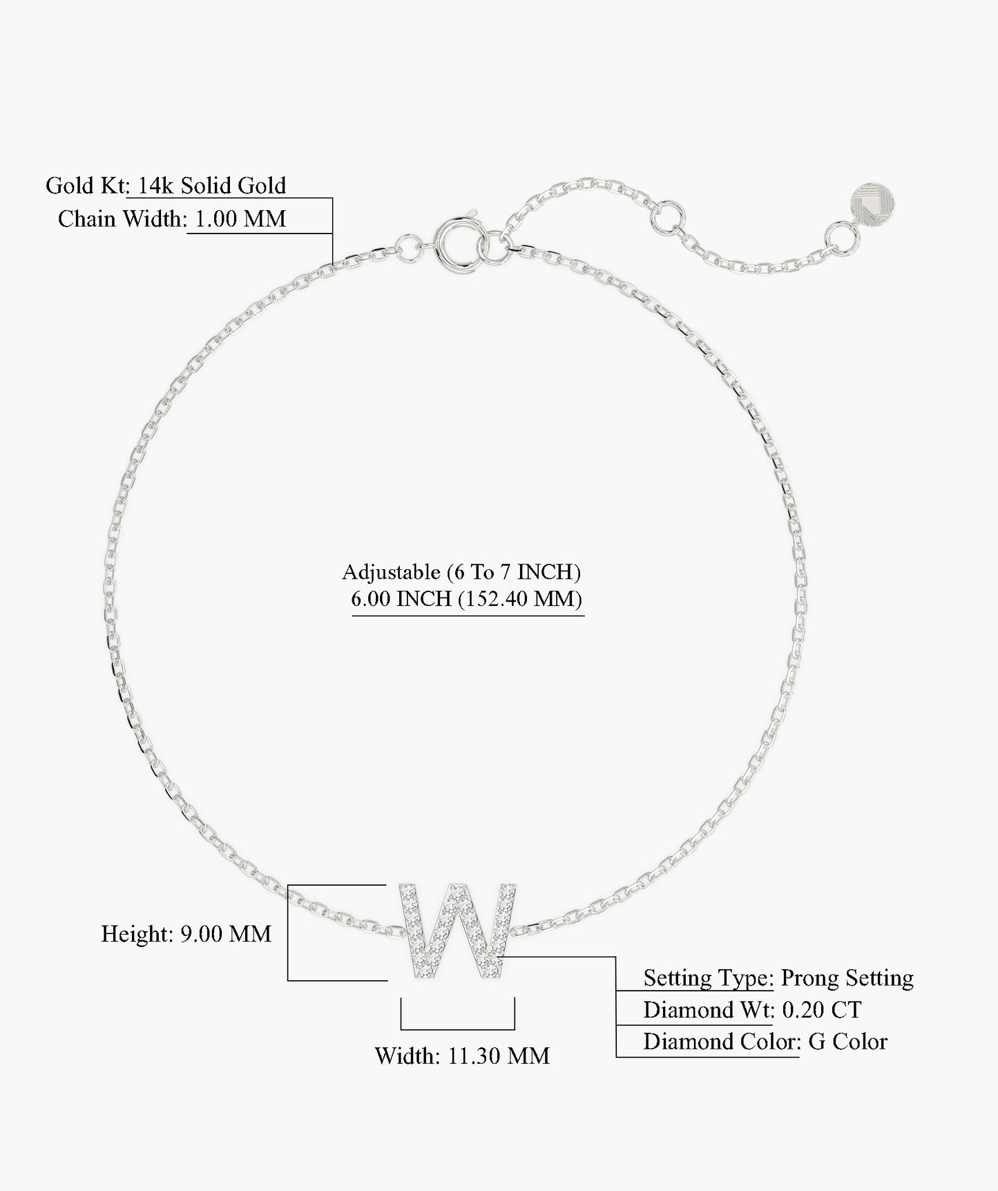 14K Gold Custom Letter Initial Bracelet